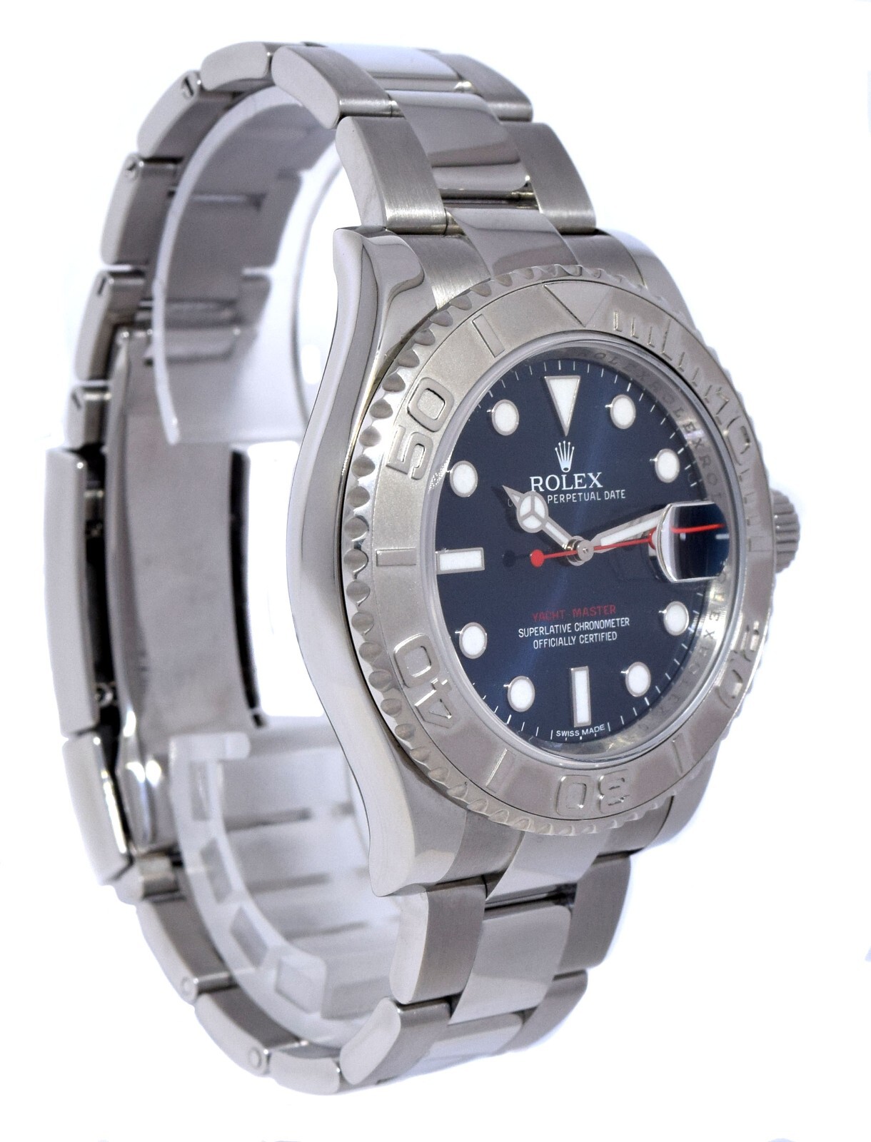 Rolex Yacht-Master Steel & Platinum Bezel Blue Dial Mens 40mm Watch +Card 116622