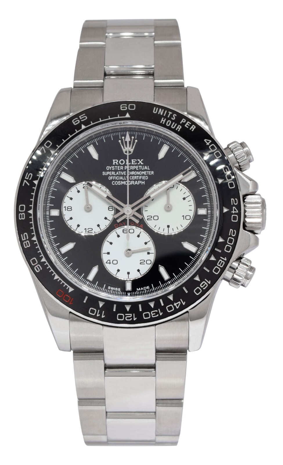 Rolex Daytona Steel Black/White Dial Anniversary Custom Mens 40mm Watch Z 116520
