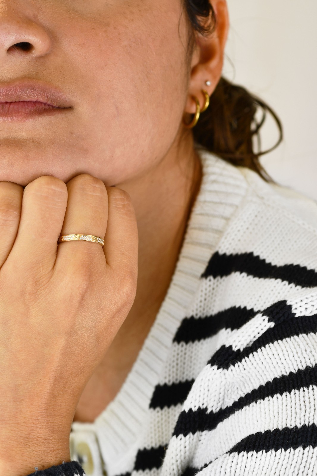 Cartier Love Ring Pave Diamond 18k Yellow Gold Mini Band Size 56 B/P'24 B4218056 Cartier Love Ring Pave Diamond 18k Yellow Gold Mini Band Size 56 B/P'24 B4218056