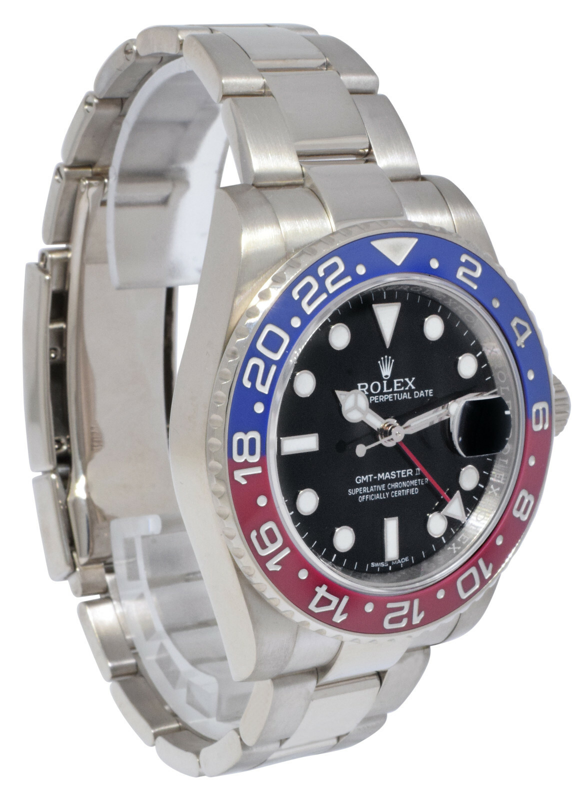 Rolex GMT-Master II 18K White Gold Ceramic "Pepsi" Watch B/P  116719BLRO