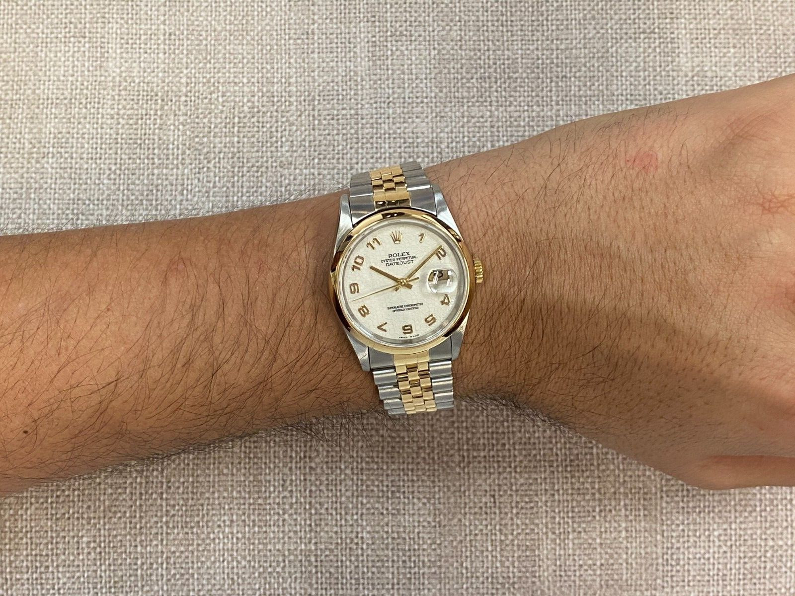 Rolex Datejust 18k Yellow Gold/Steel Silver Jubilee Dial Mens 36mm Watch U 16203 Rolex Datejust 18k Yellow Gold/Steel Silver Jubilee Dial Mens 36mm Watch U 16203