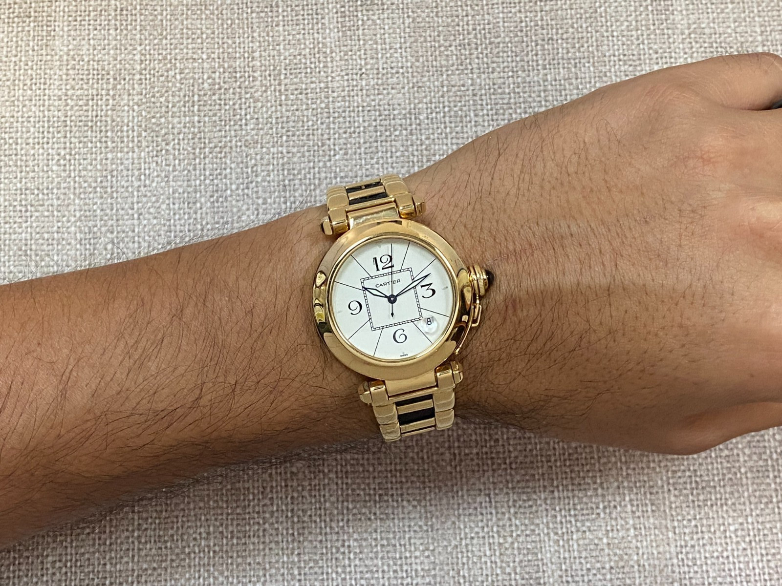 Cartier Pasha 18k Yellow Gold & Leather Mens 38mm Automatic Watch Ref. 1989