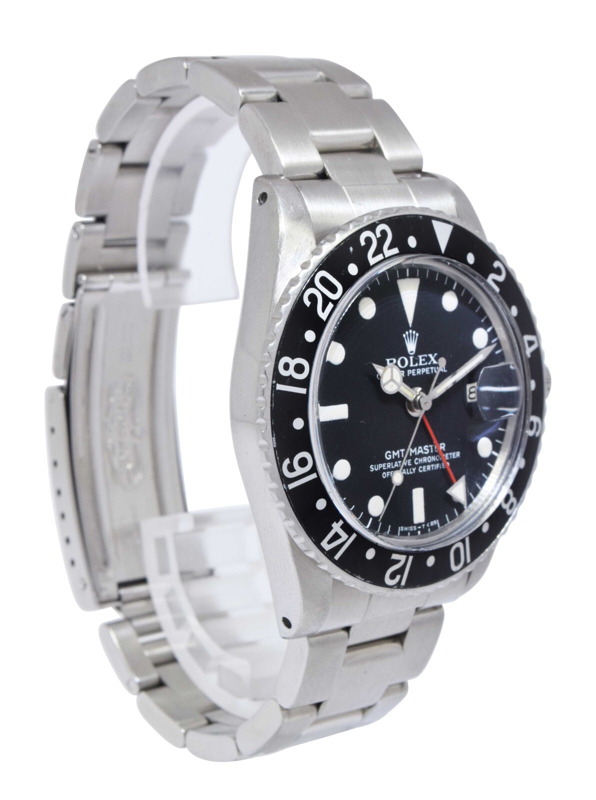 Rolex GMT-Master Steel Black Dial/Bezel Mens Vintage 40mm '77 Watch 1675