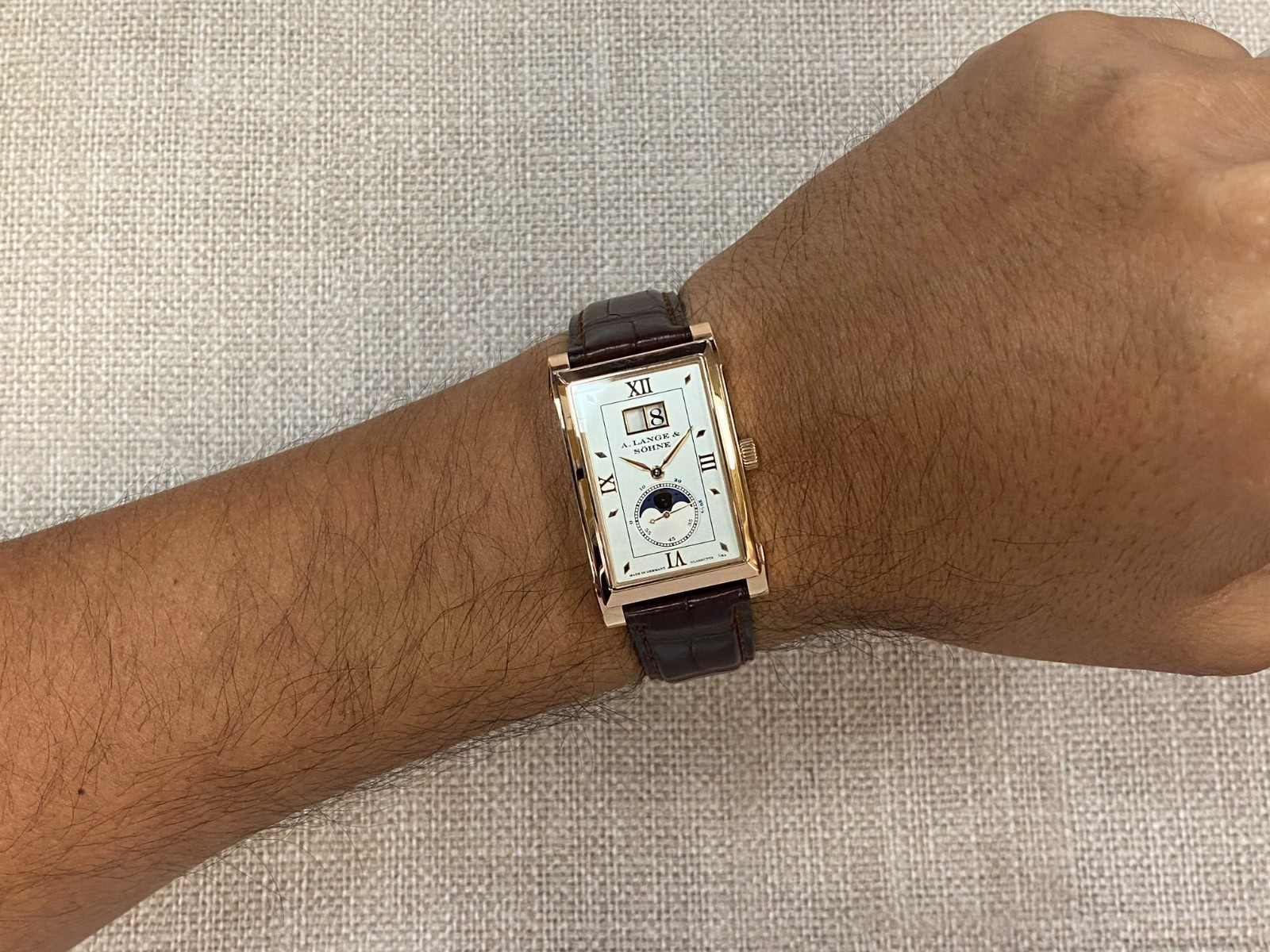 A. Lange & Sohne Cabaret 18k Rose Gold Moonphase Mens Manual Watch 118.032