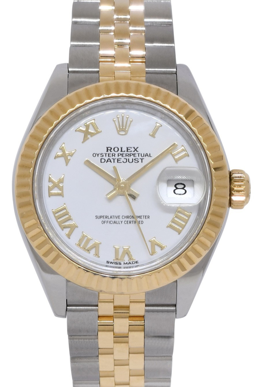 Rolex Datejust 28 18k Yellow Gold/Steel White Dial Ladies Watch '16+ 279173