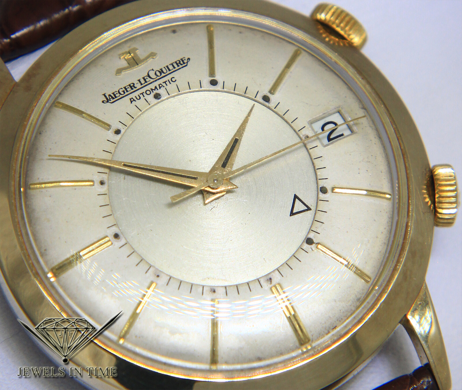 Jaeger LeCoultre Memovox Alarm 18k Gold Shell Vintage Mens 37mm Automatic Watch