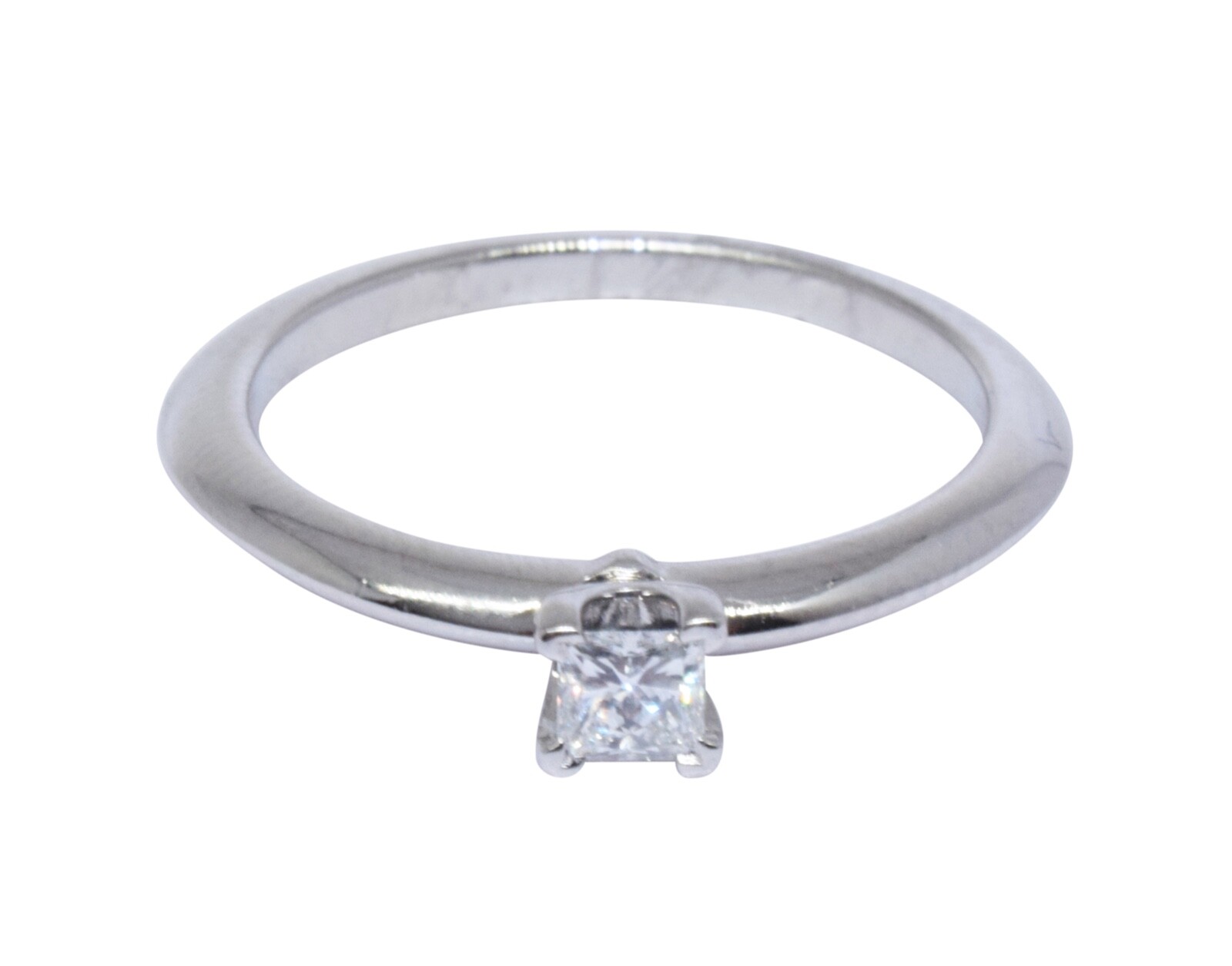 Tiffany & Co. 0.17 Carat Princess Cut Diamond & Platinum Ring & Box Size 6