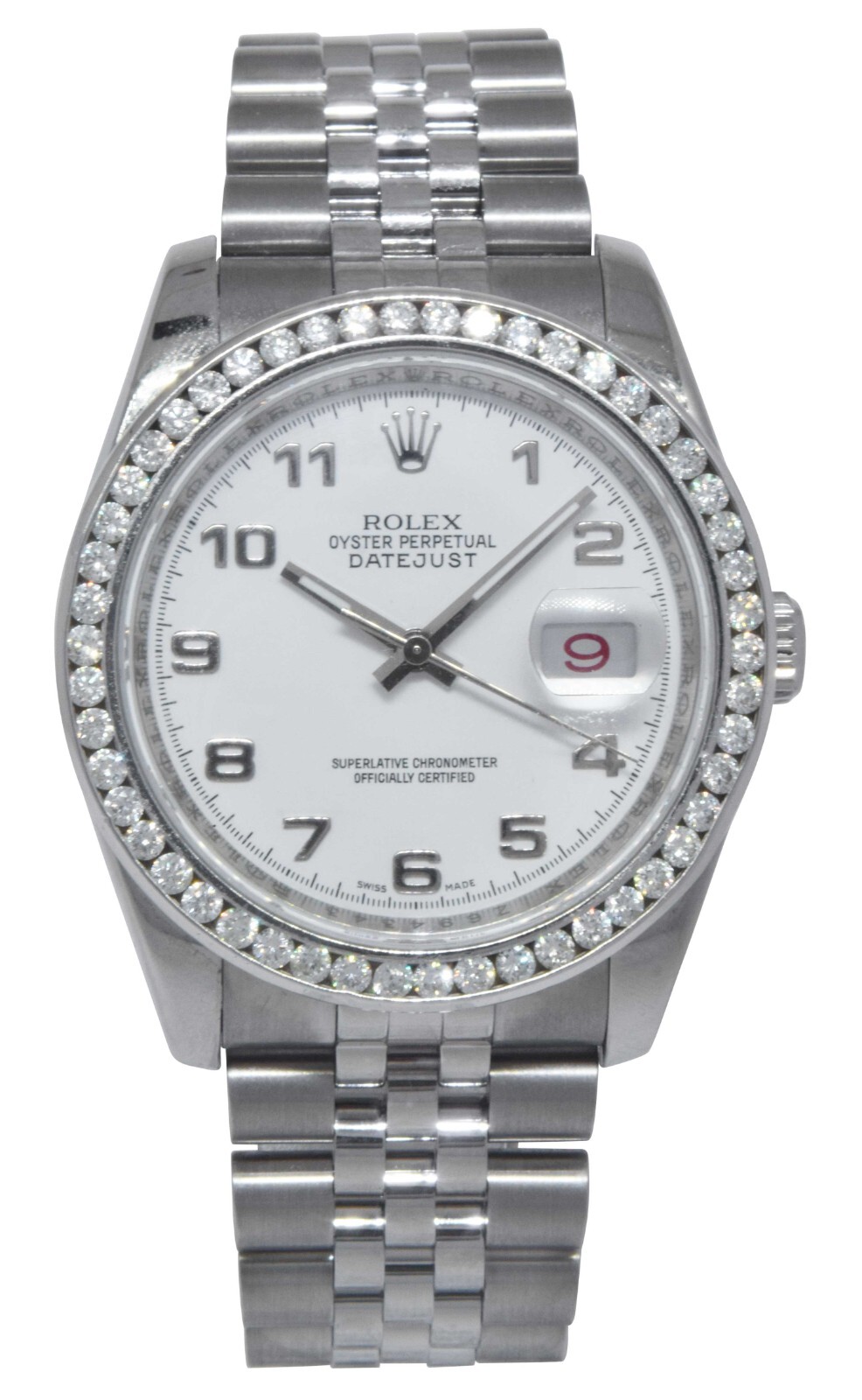 Rolex Datejust Steel White Dial & Diamond Bezel Roulette Date 36mm Watch 116200 Rolex Datejust Steel White Dial & Diamond Bezel Roulette Date 36mm Watch 116200