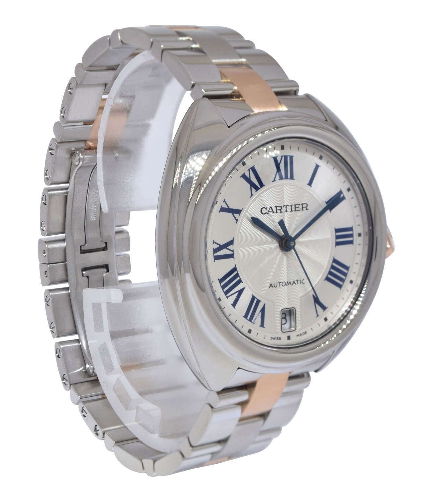 Cartier Cle 18k Rose Gold/Steel Ladies 35mm Automatic Watch W2CL0003 3856