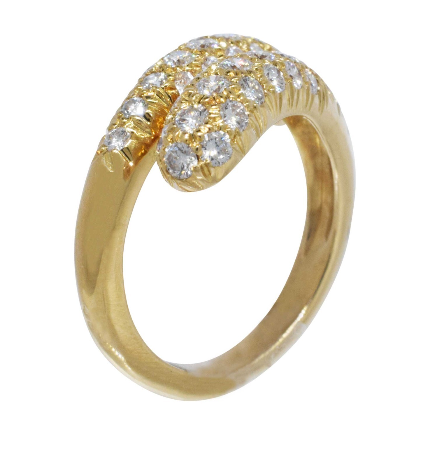 0.65ct Pave Diamond Bypass 18k Yellow Gold Ladies Ring Size 3.5