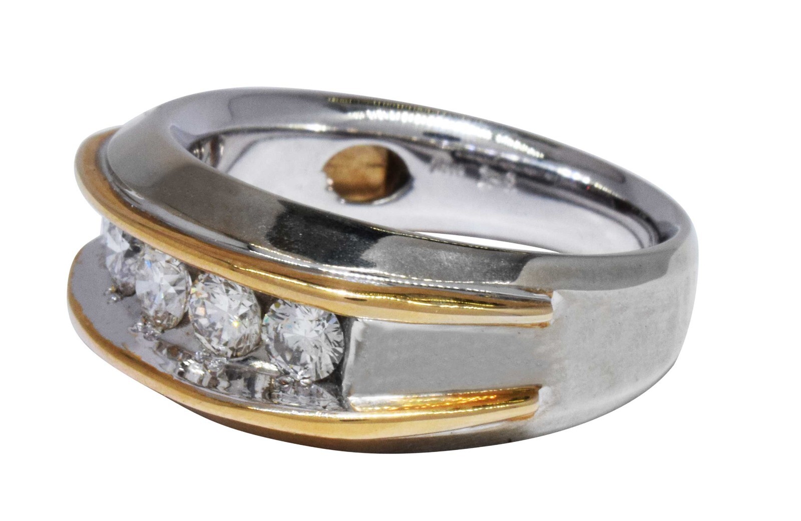 Men's 14K Yellow & White Gold Diamond Ring 10.5