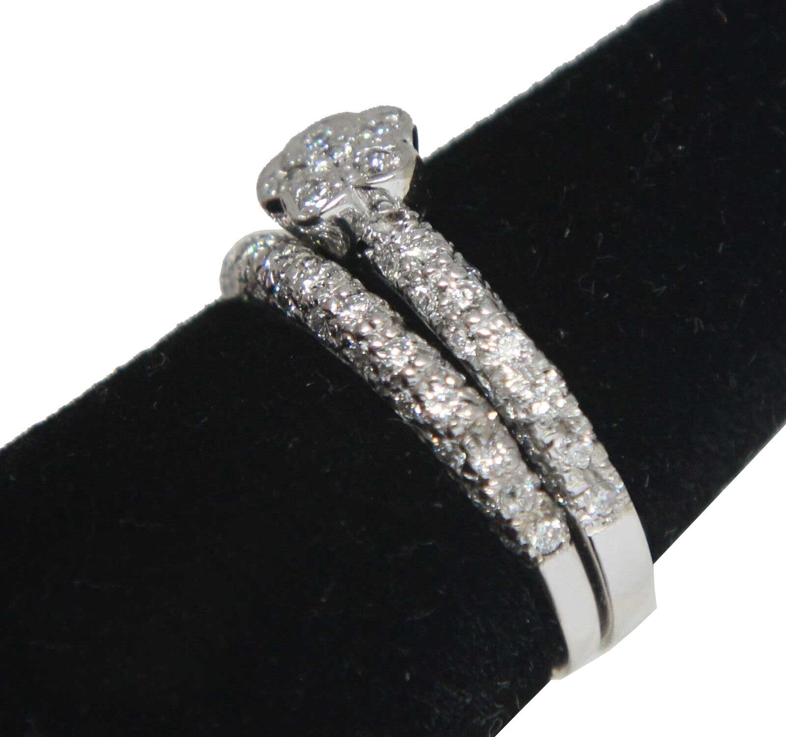 0.90 Carat Pave Diamond & 14k White Gold Ring Size 5.5