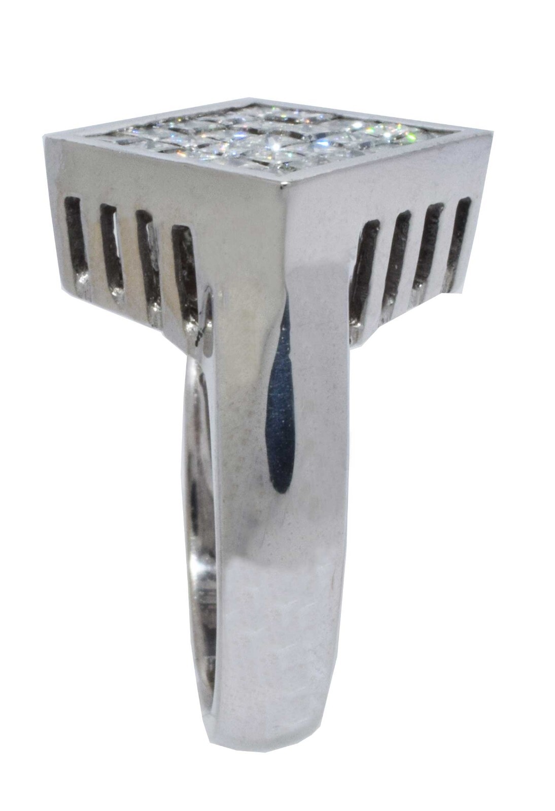 18k White Gold Princess Cut Invisible Setting 2.00 Ct. Diamond Ring 6.25 US