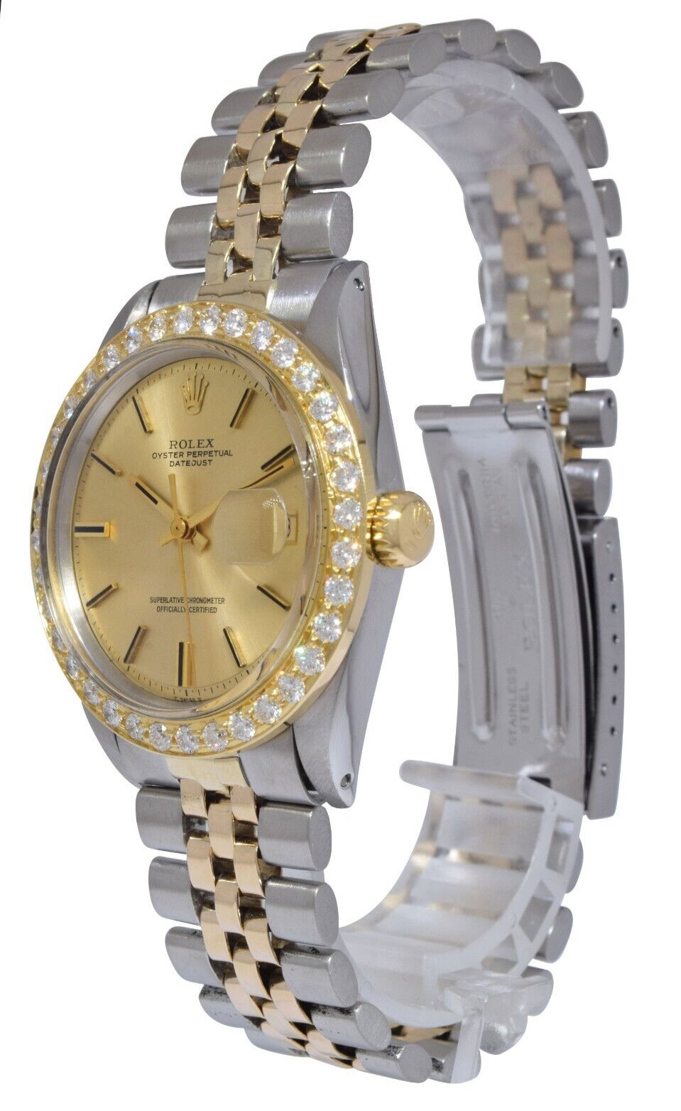 Rolex Datejust 14k Yellow Gold/Steel Diamond Bezel USA Bracelet Watch '71 1601 Rolex Datejust 14k Yellow Gold/Steel Diamond Bezel USA Bracelet Watch '71 1601