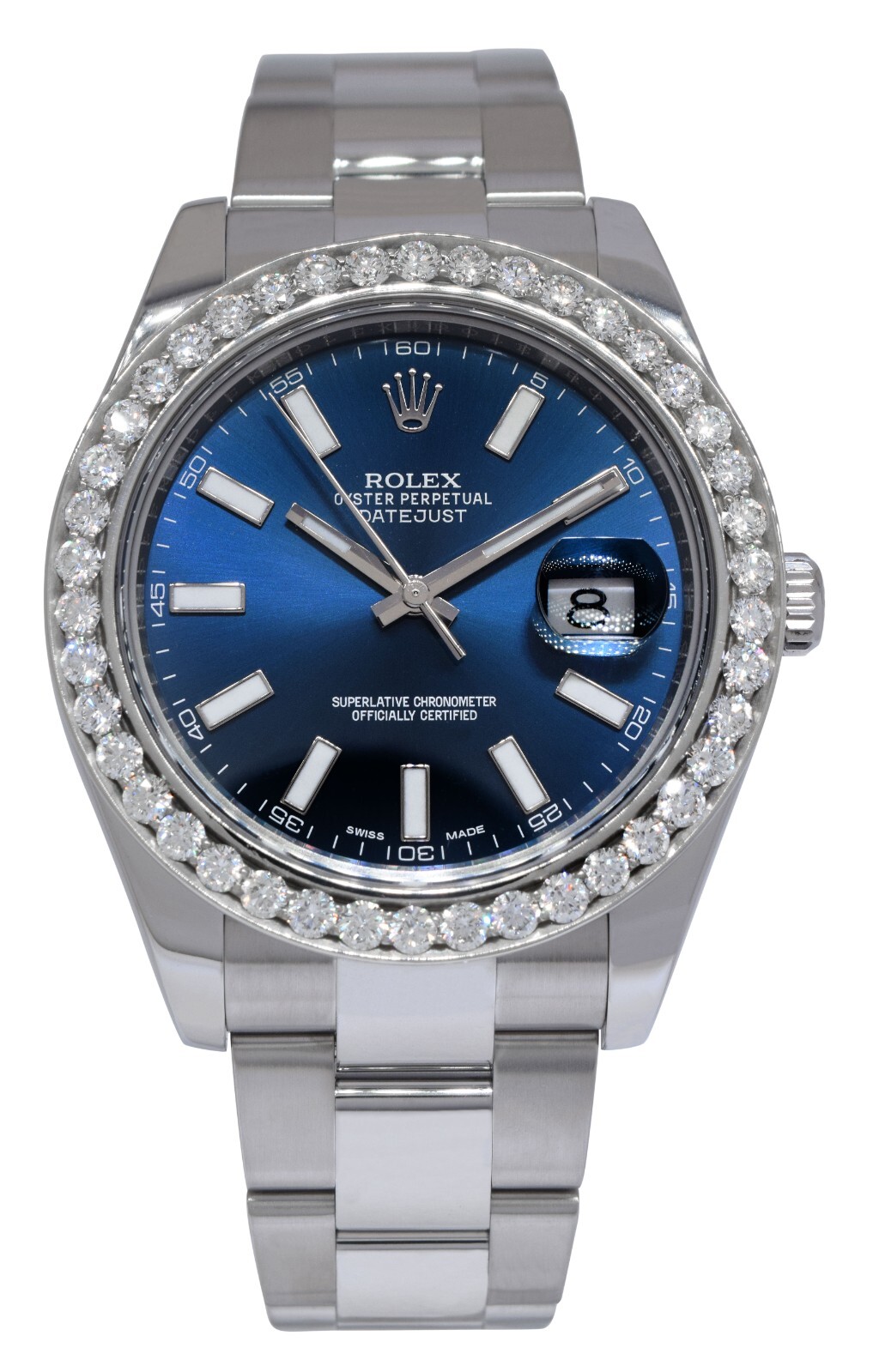 Rolex Datejust II Steel Blue Dial & Diamond Bezel 41mm Watch +Card '15 116300