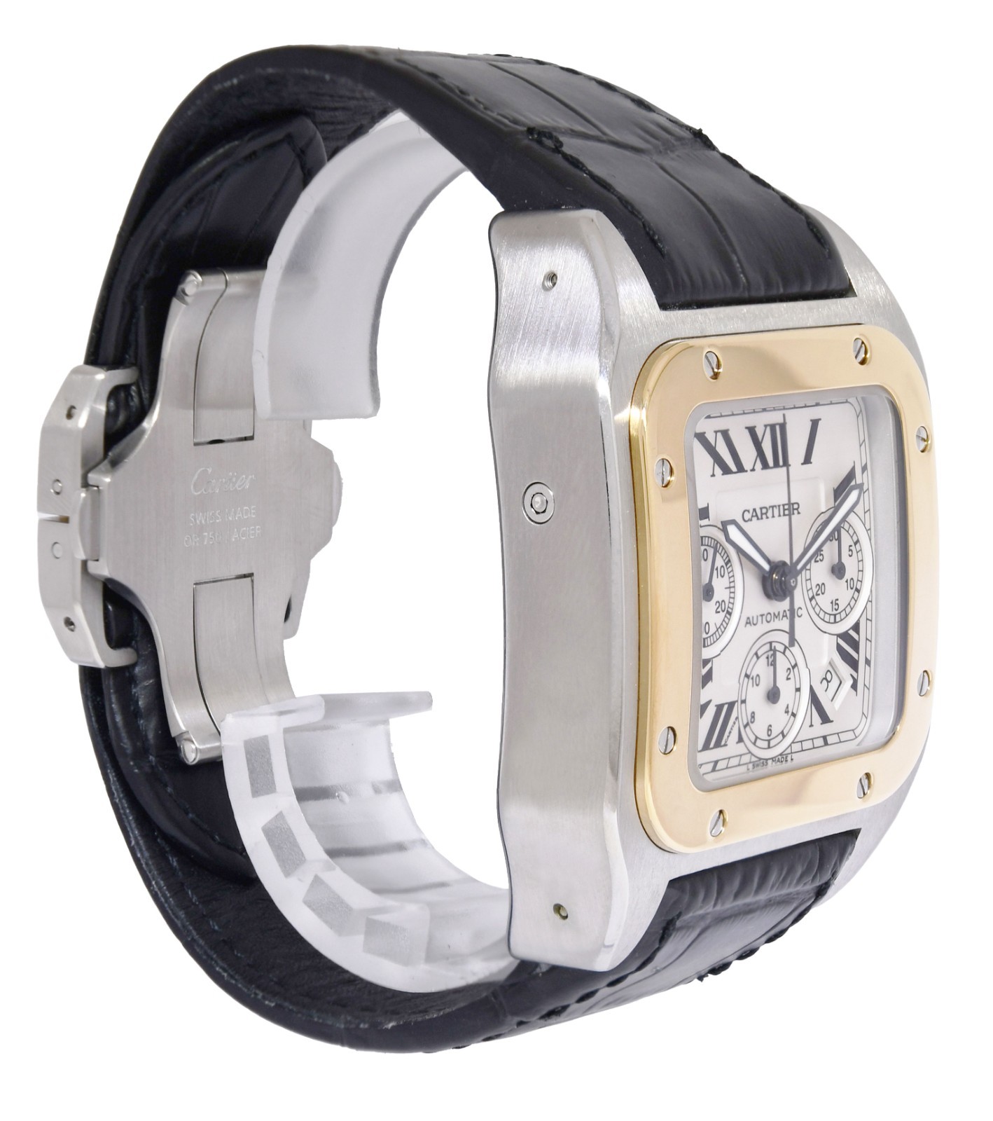 Cartier Santos 100 XL Chrono 18k YG/Steel Mens Automatic Watch W20091X7 2740