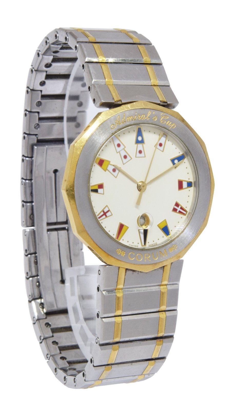Corum Admirals Cup 18k Yellow Gold/Steel Mens 35mm Quartz Watch 99.810.21V52B