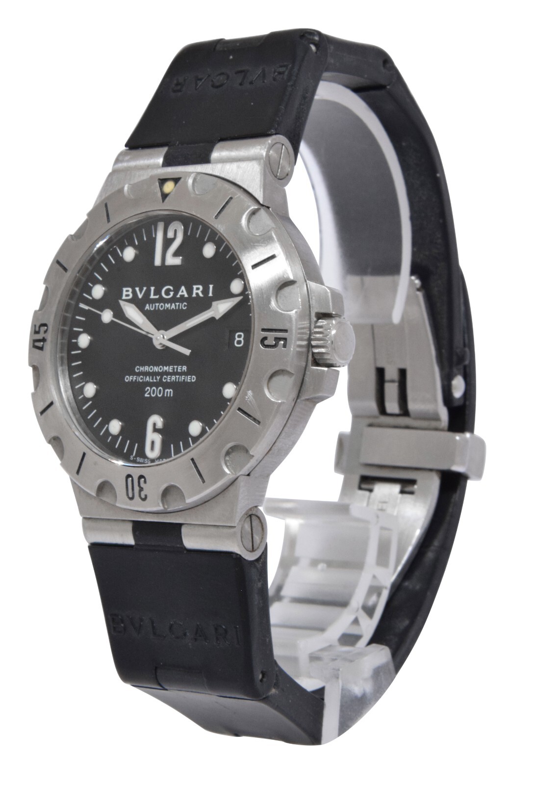 Bvlgari Diagono Scuba Steel Black Dial Mens 38mm Automatic Watch SD38S
