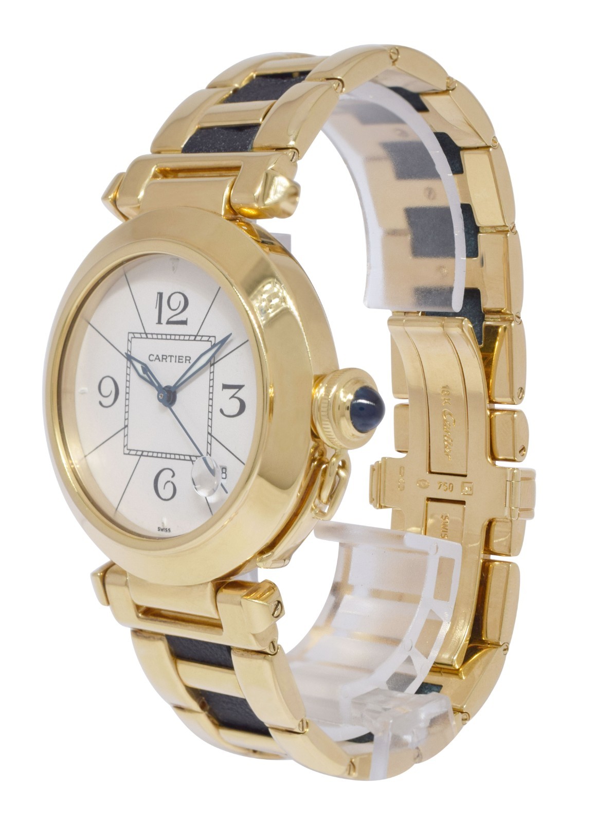 Cartier Pasha 18k Yellow Gold & Leather Mens 38mm Automatic Watch Ref. 1989