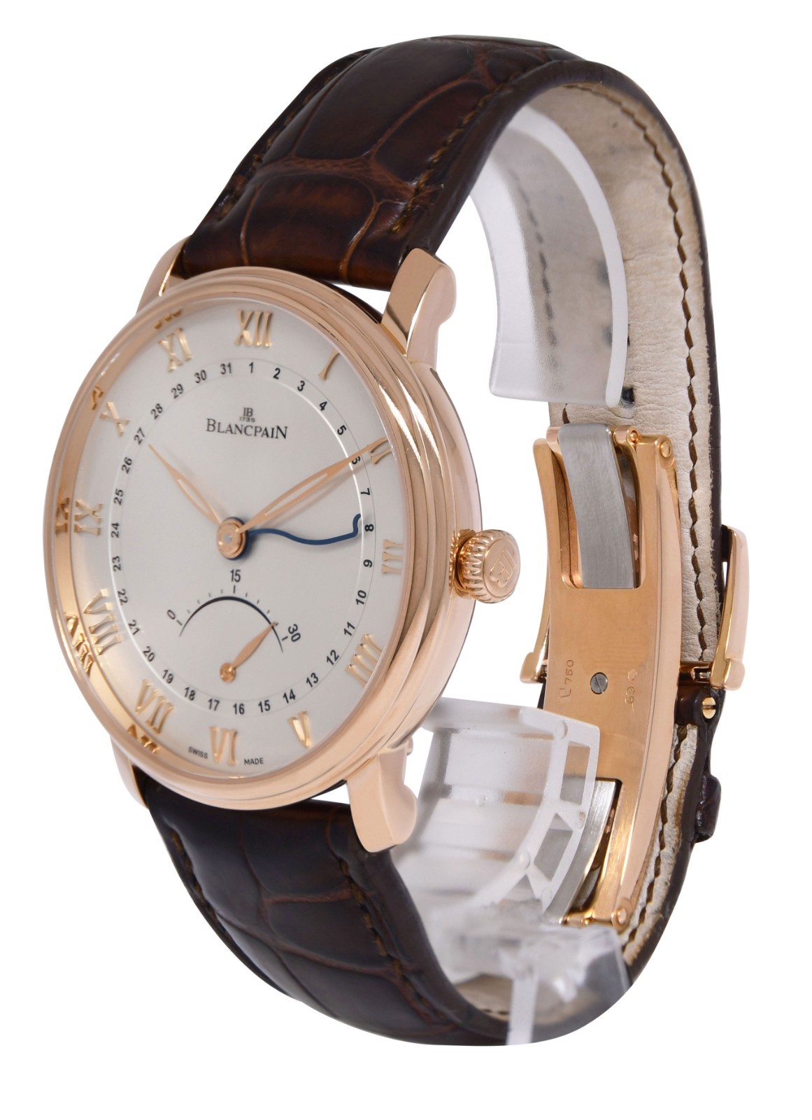 Blancpain Villeret Ultra Slim Rose Gold Retrograde Watch +Card 6653Q-3642-55B