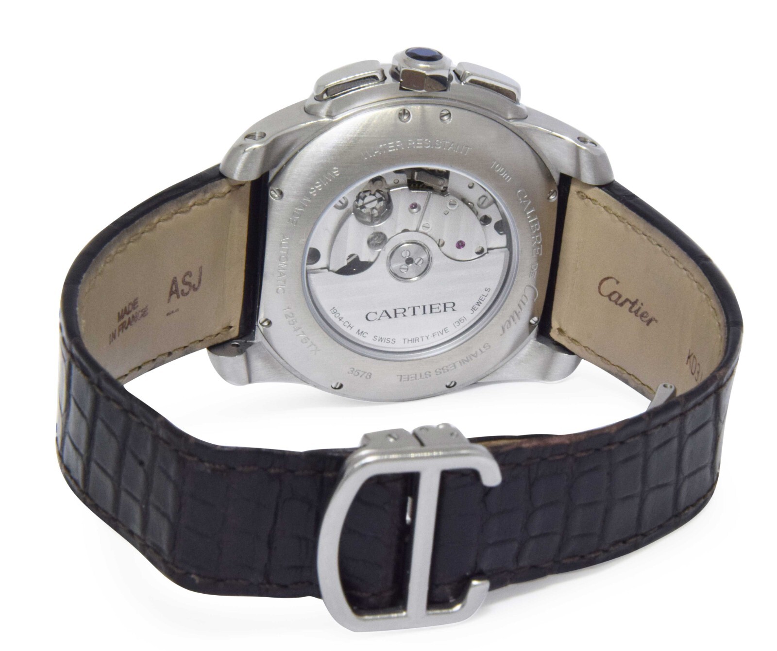 Cartier Calibre Chronograph Steel & 18k Rose Gold 42mm Watch B/P W7100043 3578