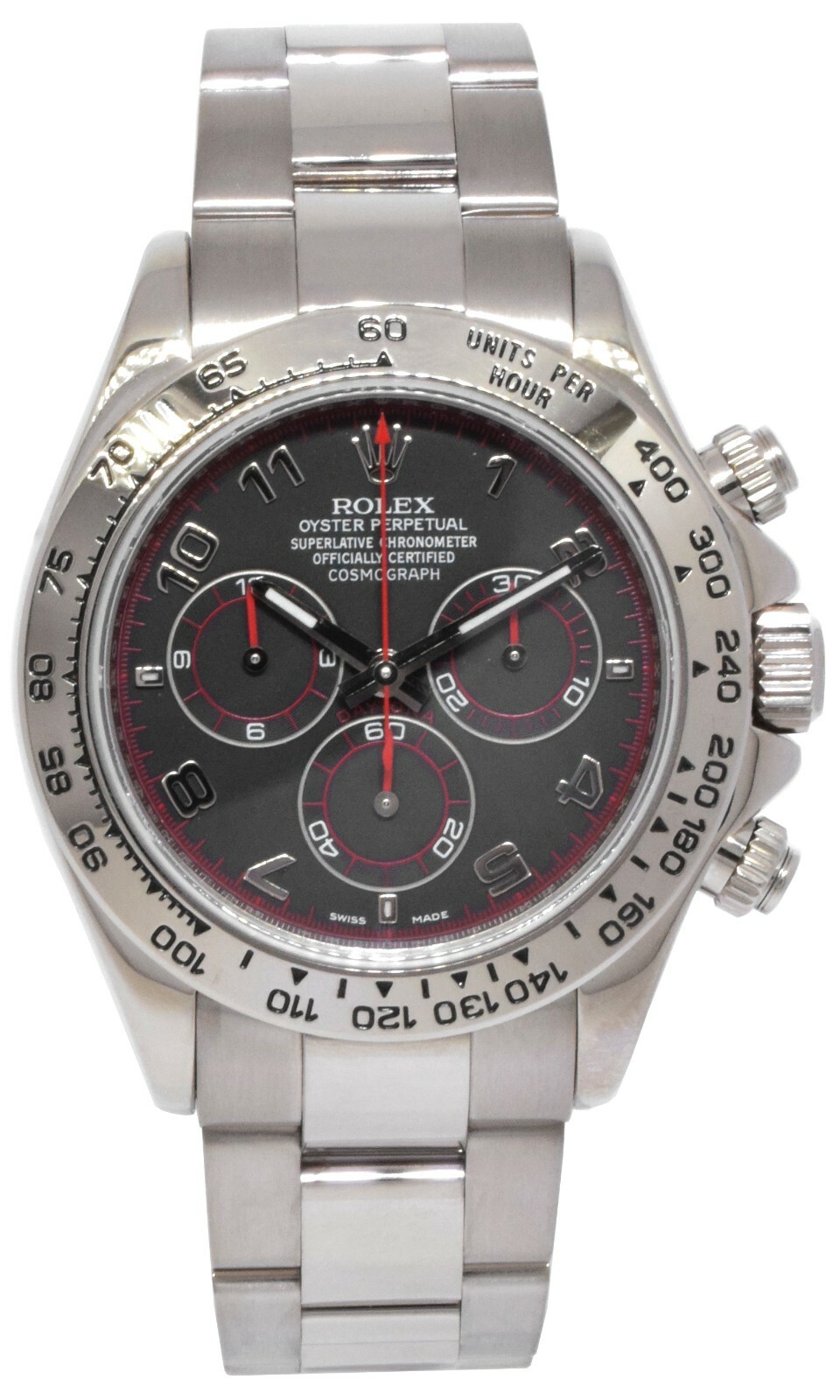 Rolex Daytona Chronograph 18k White Gold Black Dial Watch Z 116509