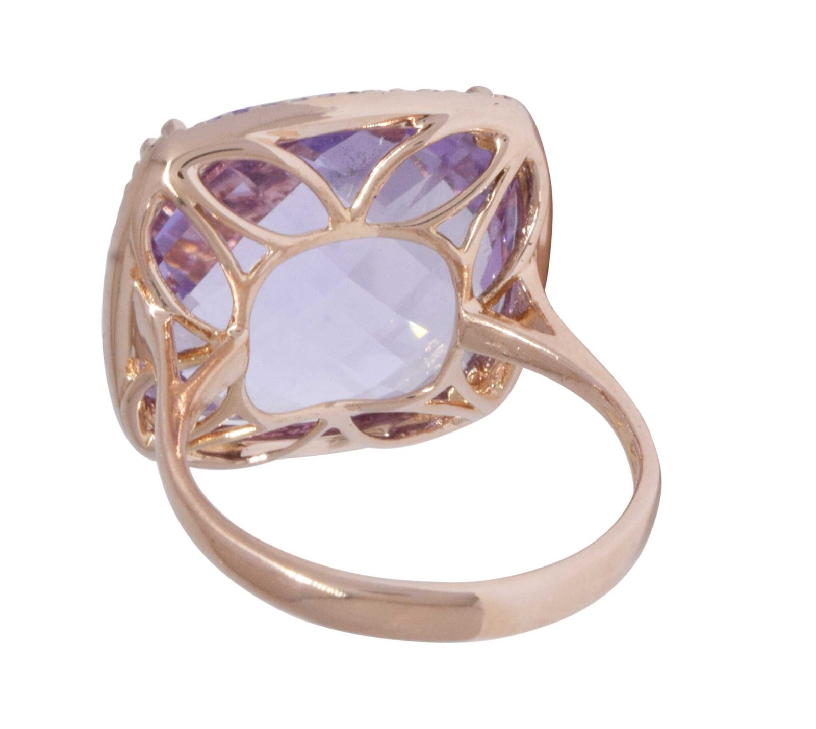 Amethyst & 0.26ct Diamond 14k Rose Gold Ladies Ring 6.5