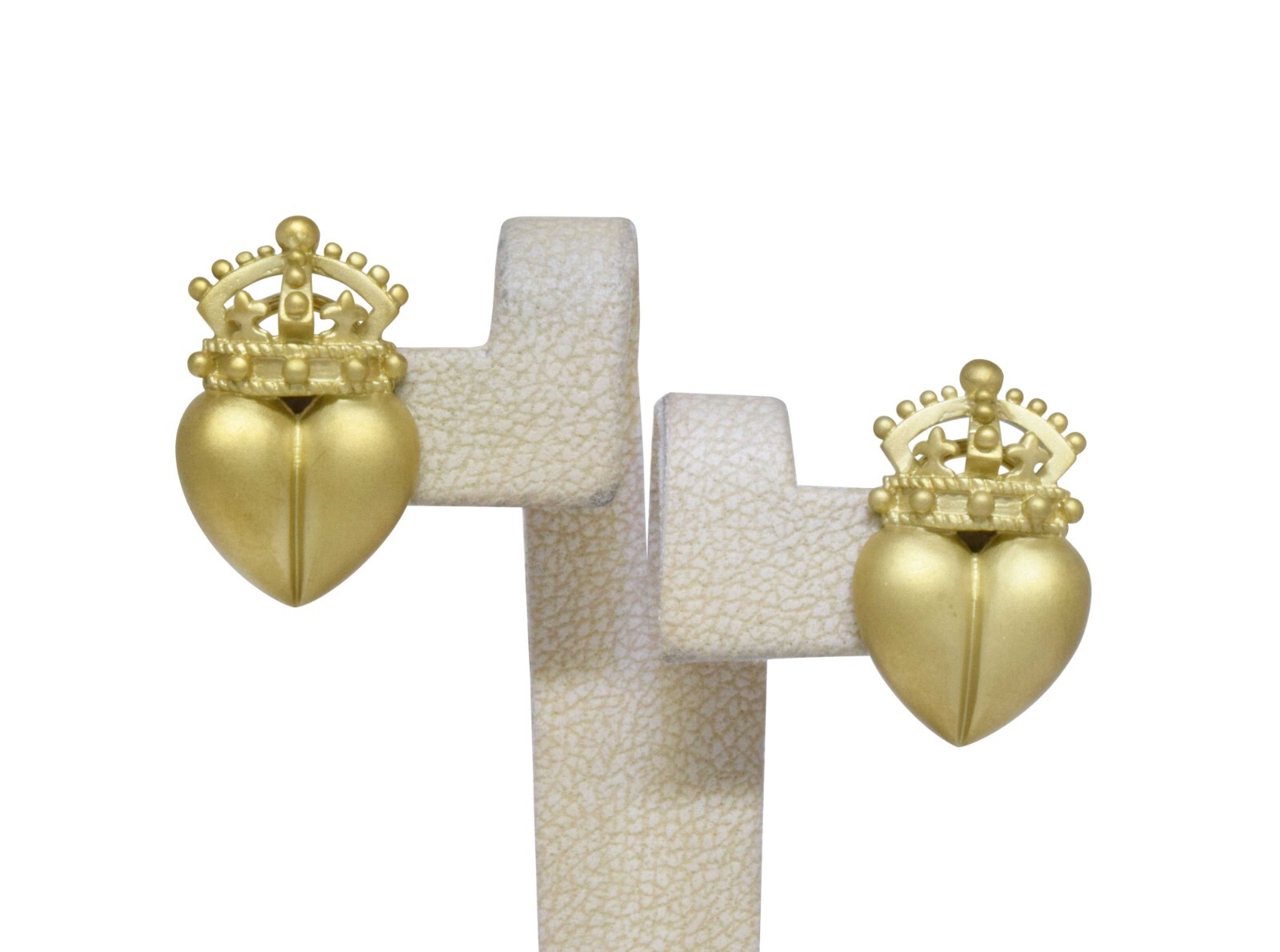 Kieselstein Cord Iconic Heart & Crown 18k Yellow Gold Earrings 1987