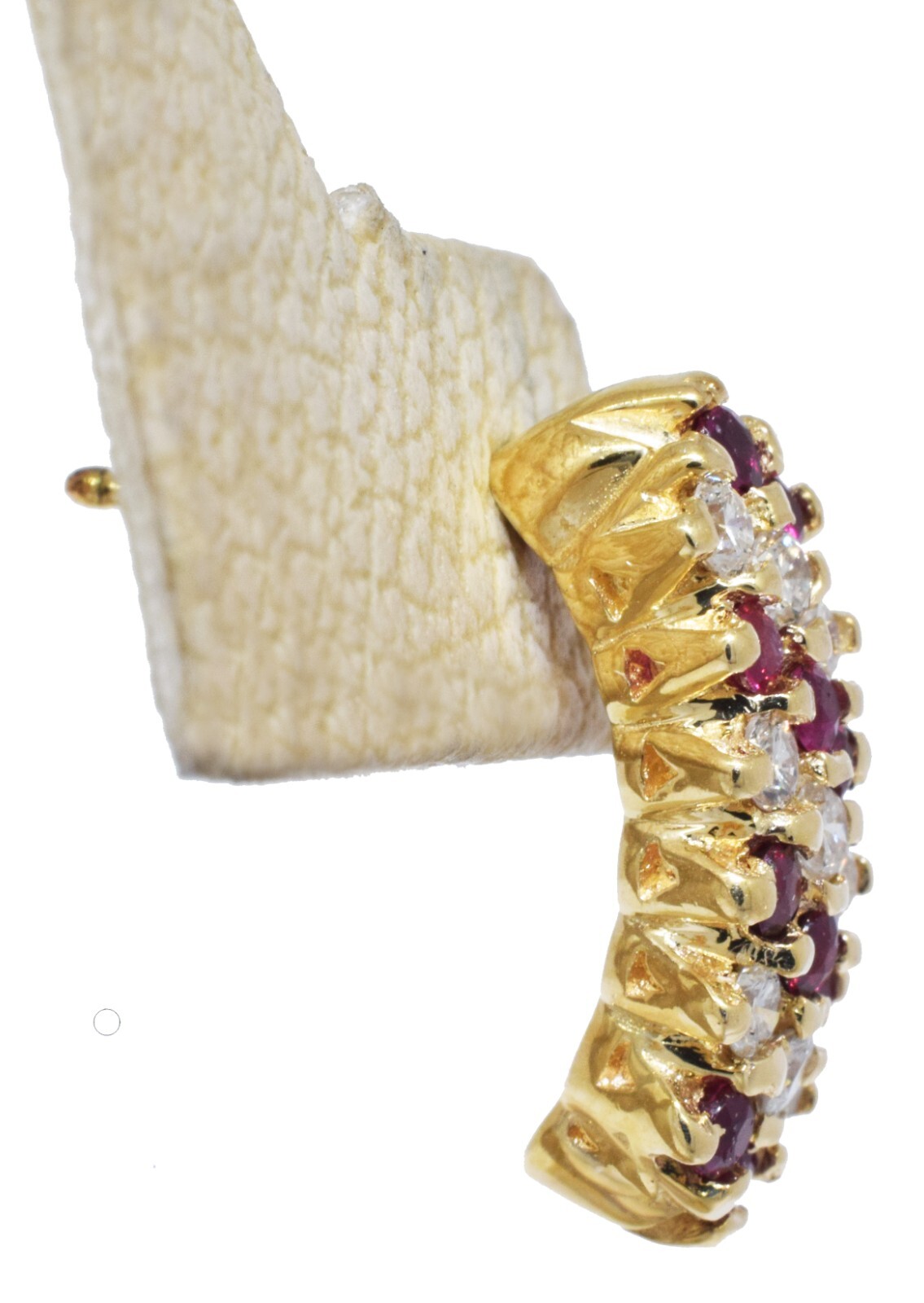 Ladies 14K Yellow Gold Ruby & Diamond Candy Cane Earrings 1.00ct