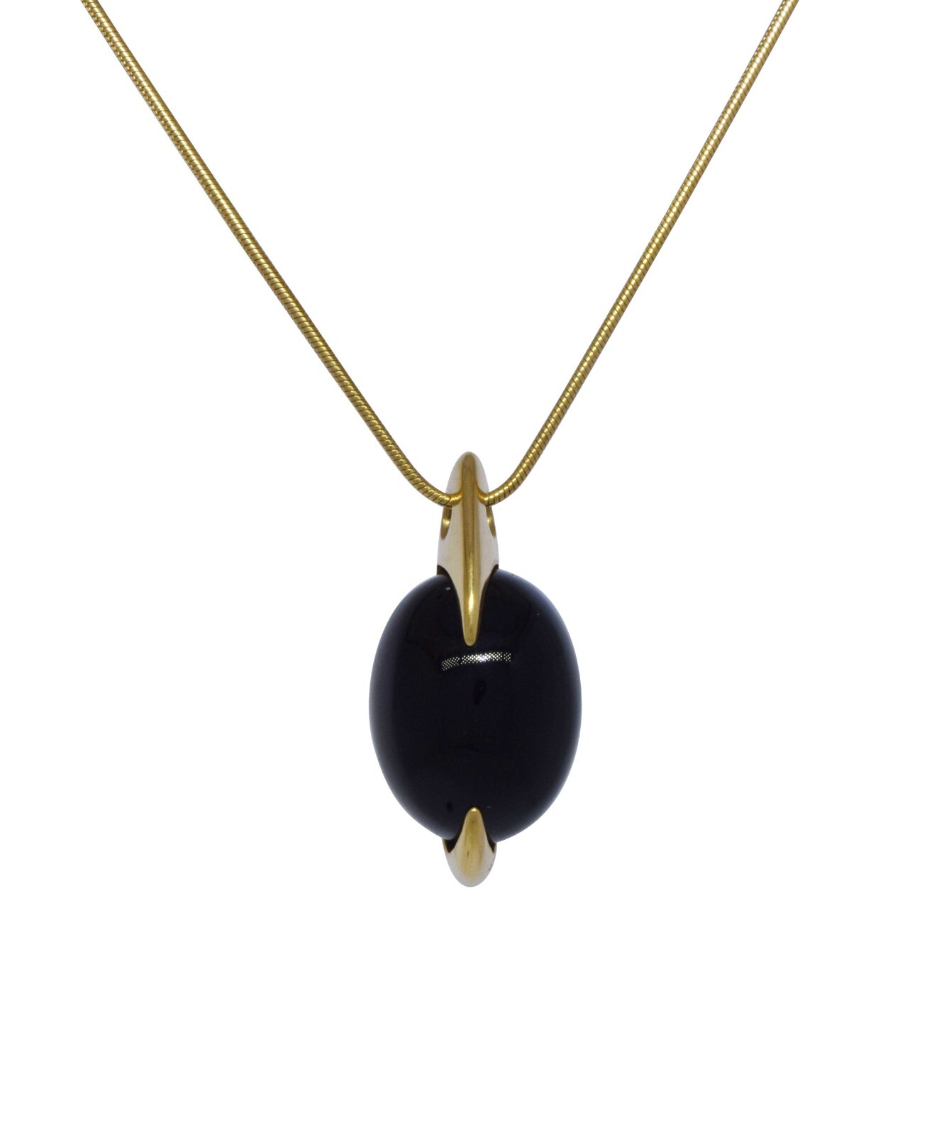 Tito Pedrini Black Onyx Gemstone in 18k Yellow Gold Necklace & Earrings Set