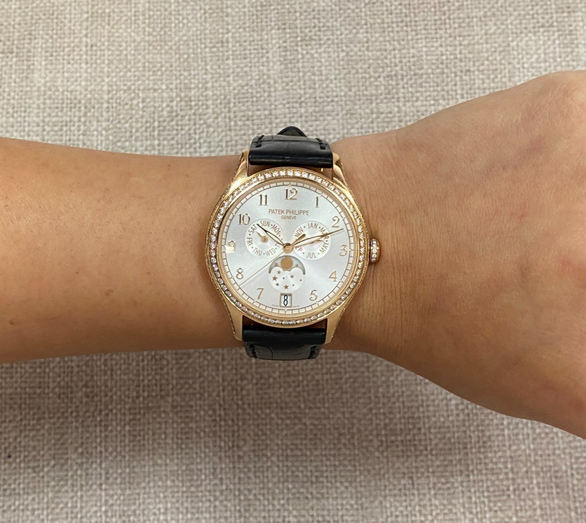 Patek Philippe Annual Calendar 18k Rose Gold Diamond 38mm Watch B/P 4947R
