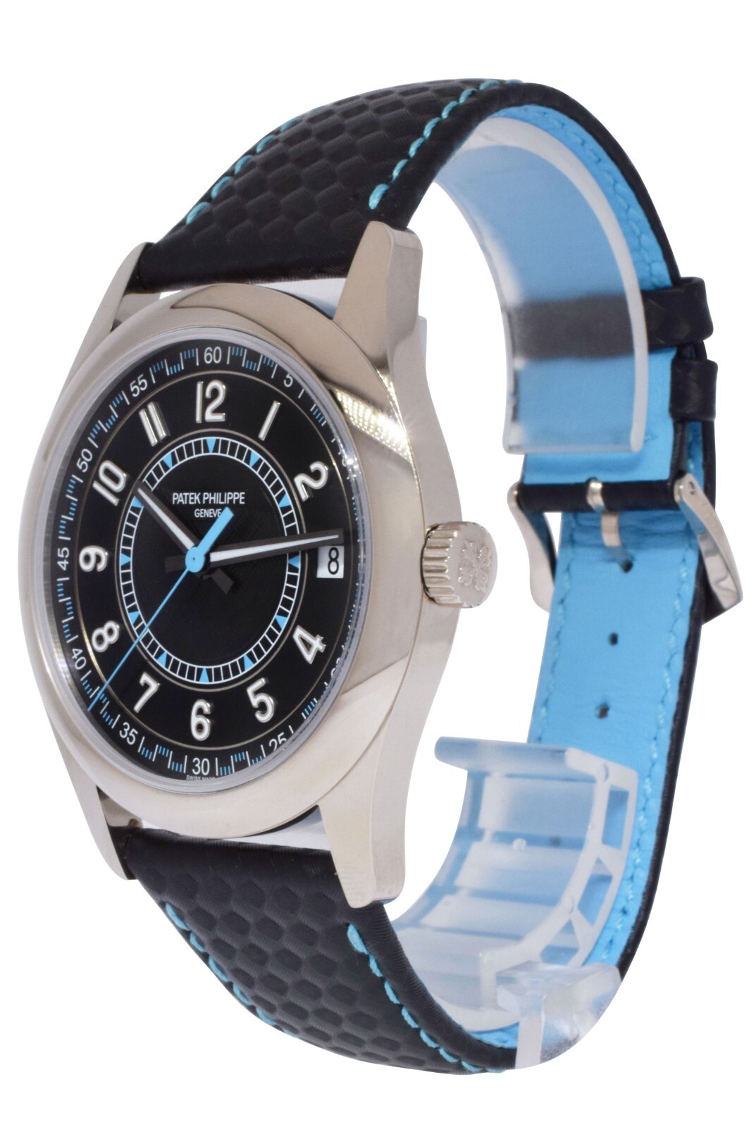 NOS Patek Philippe Calatrava 6007 18k White Gold Blue Accents Watch B/P 6007G