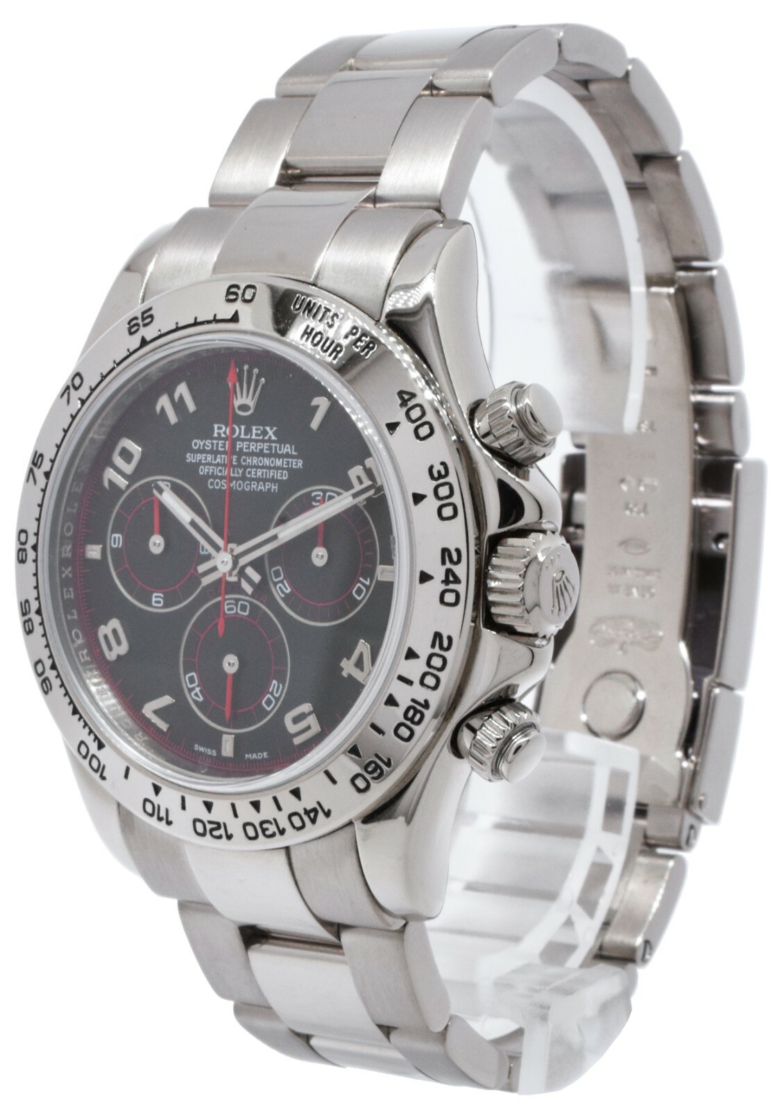 Rolex Daytona Chronograph 18k White Gold Black Dial Watch Z 116509