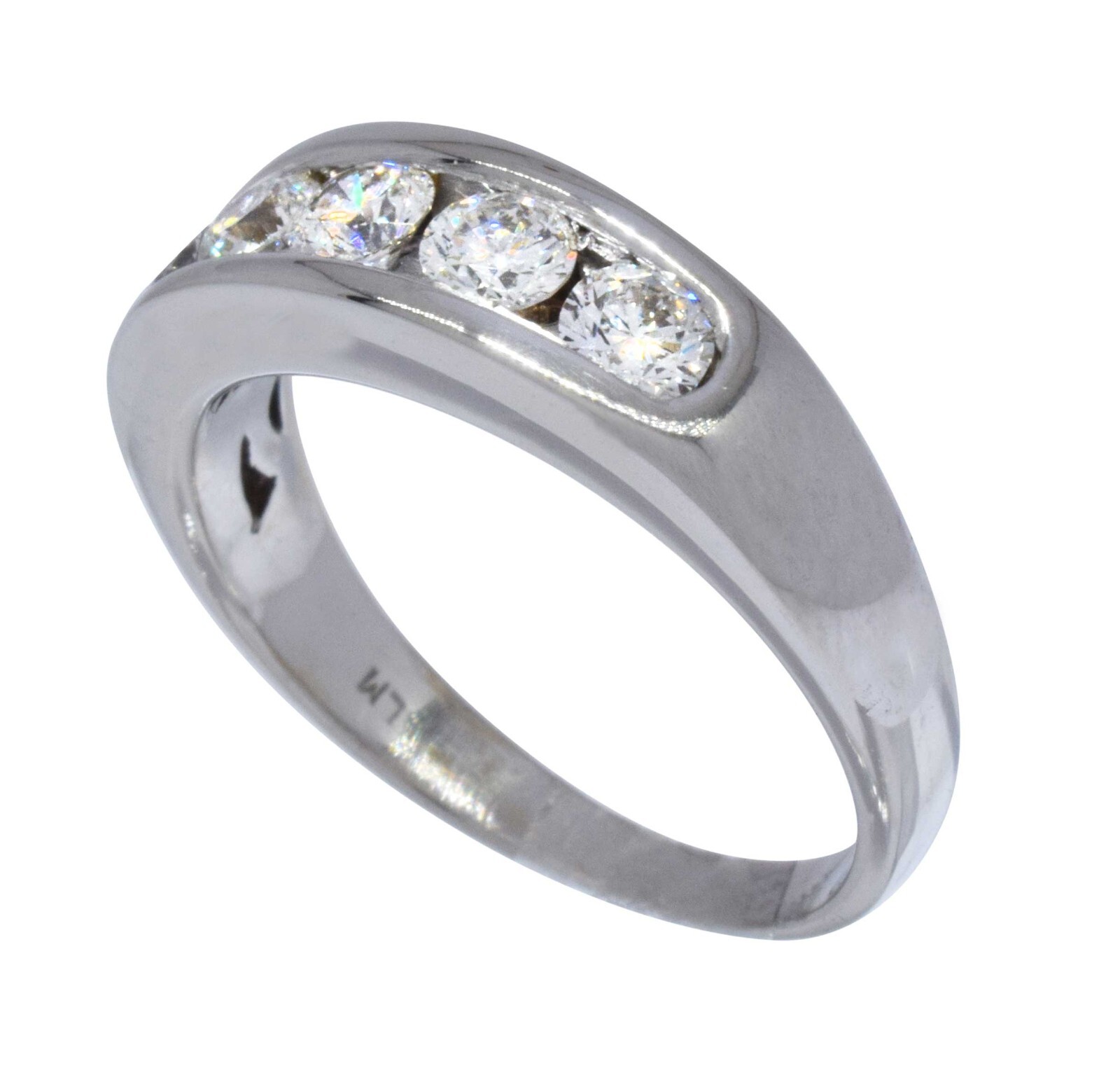 Ladies Channel Set Diamond Wedding Band in 18K White Gold Size 8 1/2