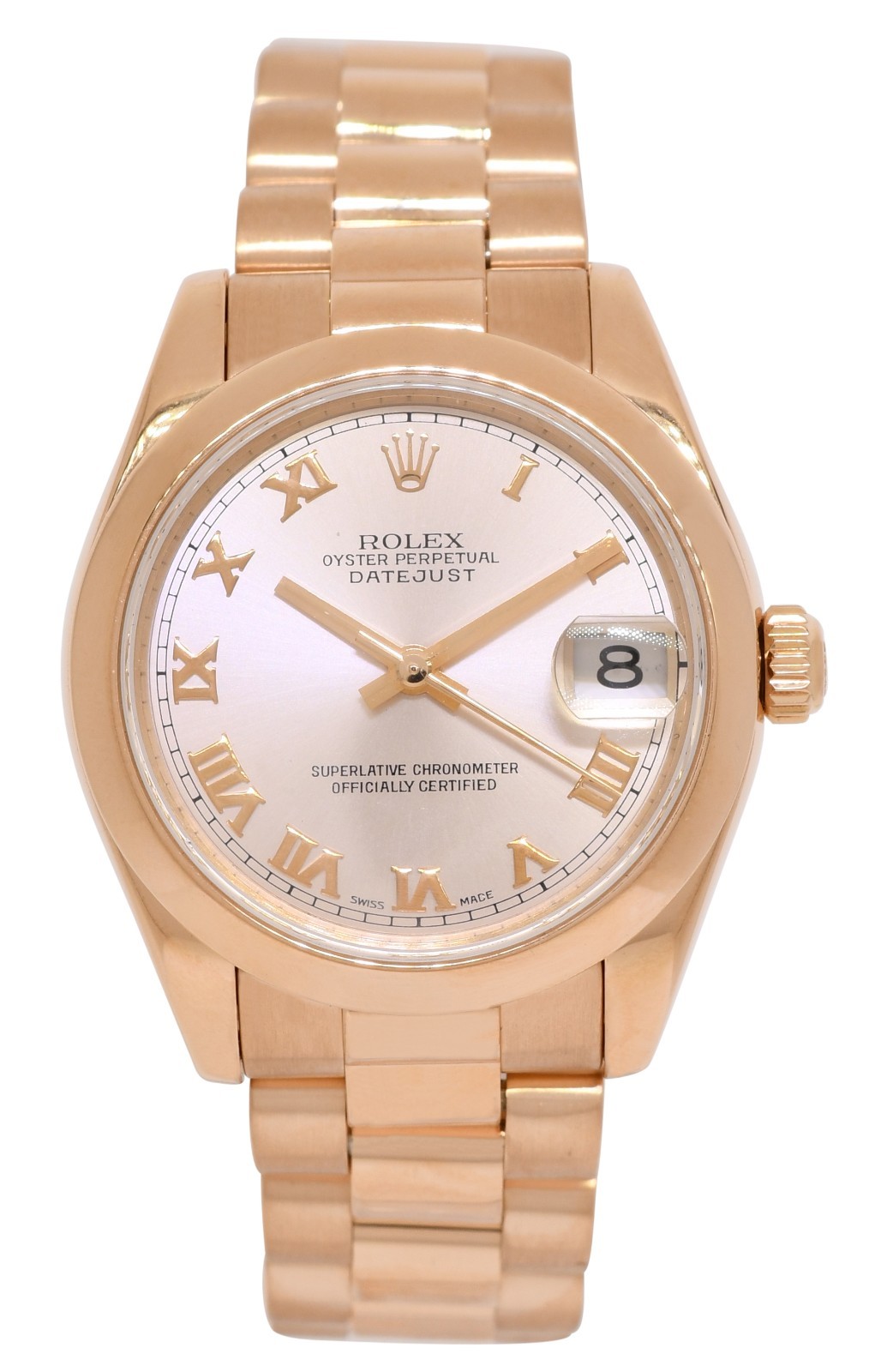 Rolex Datejust President 18k Rose Gold Pink Dial Ladies 31mm Watch Y 178245