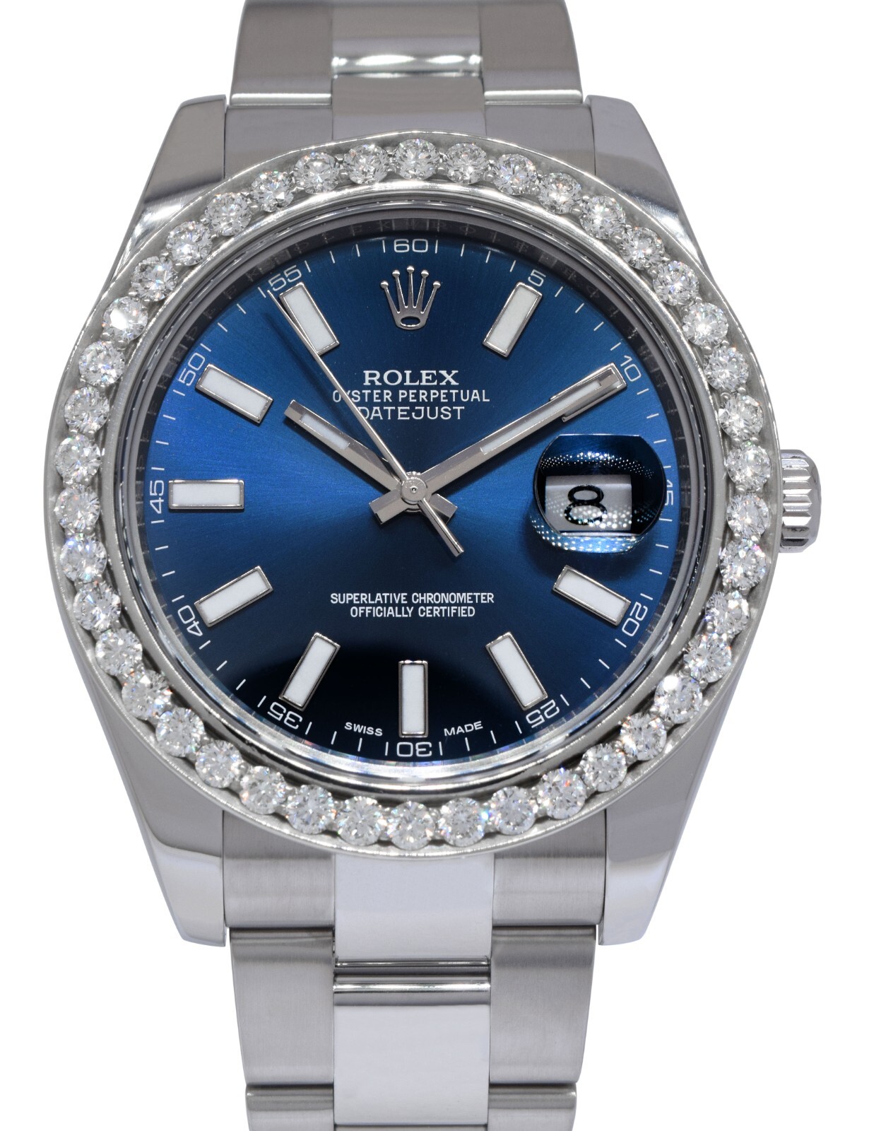 Rolex Datejust II Steel Blue Dial & Diamond Bezel 41mm Watch +Card '15 116300 Rolex Datejust II Steel Blue Dial & Diamond Bezel 41mm Watch +Card '15 116300