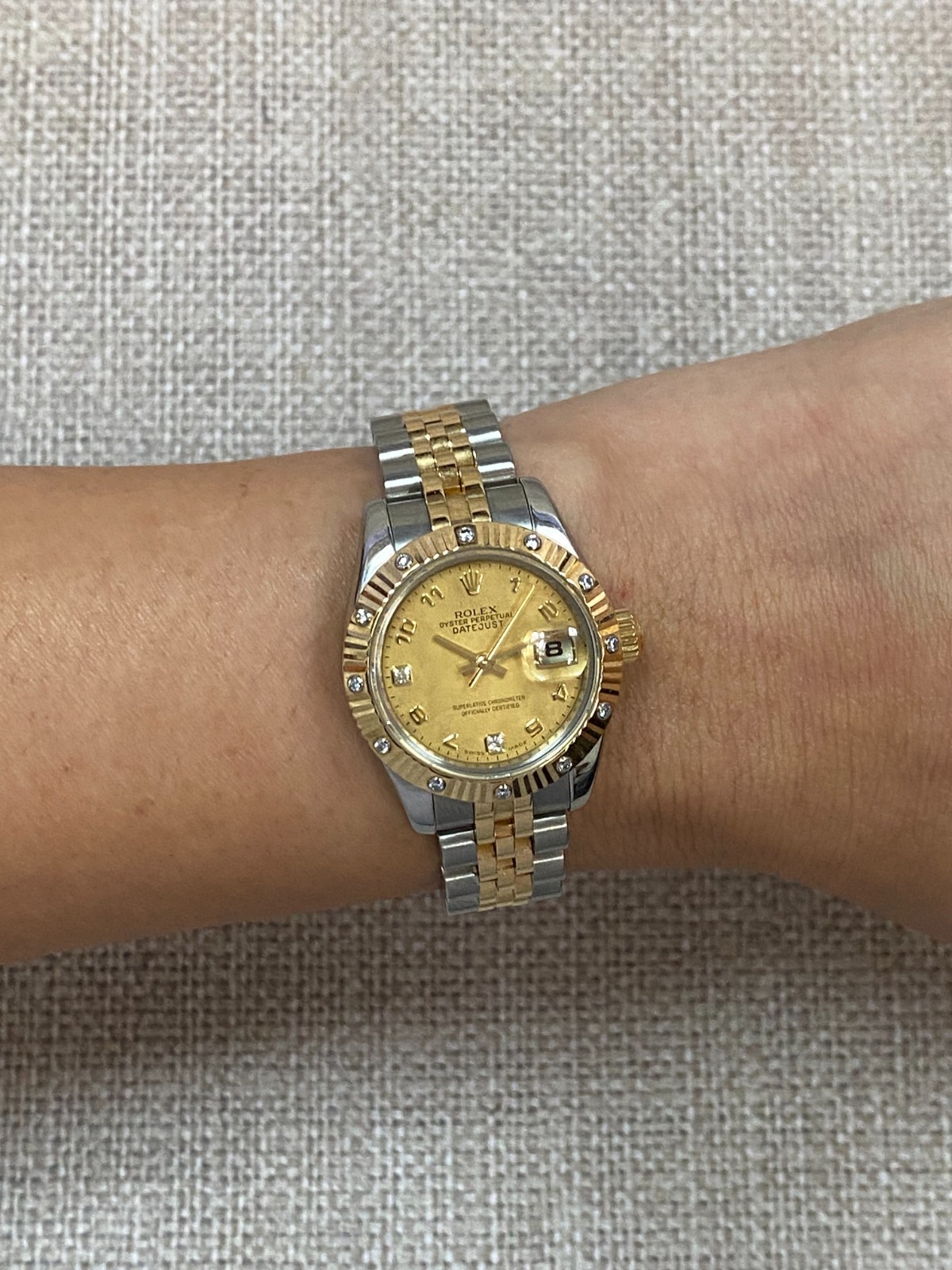 Rolex Datejust 18k Yellow Gold/Steel Diamond Dial/Bezel 26mm Watch D 179313