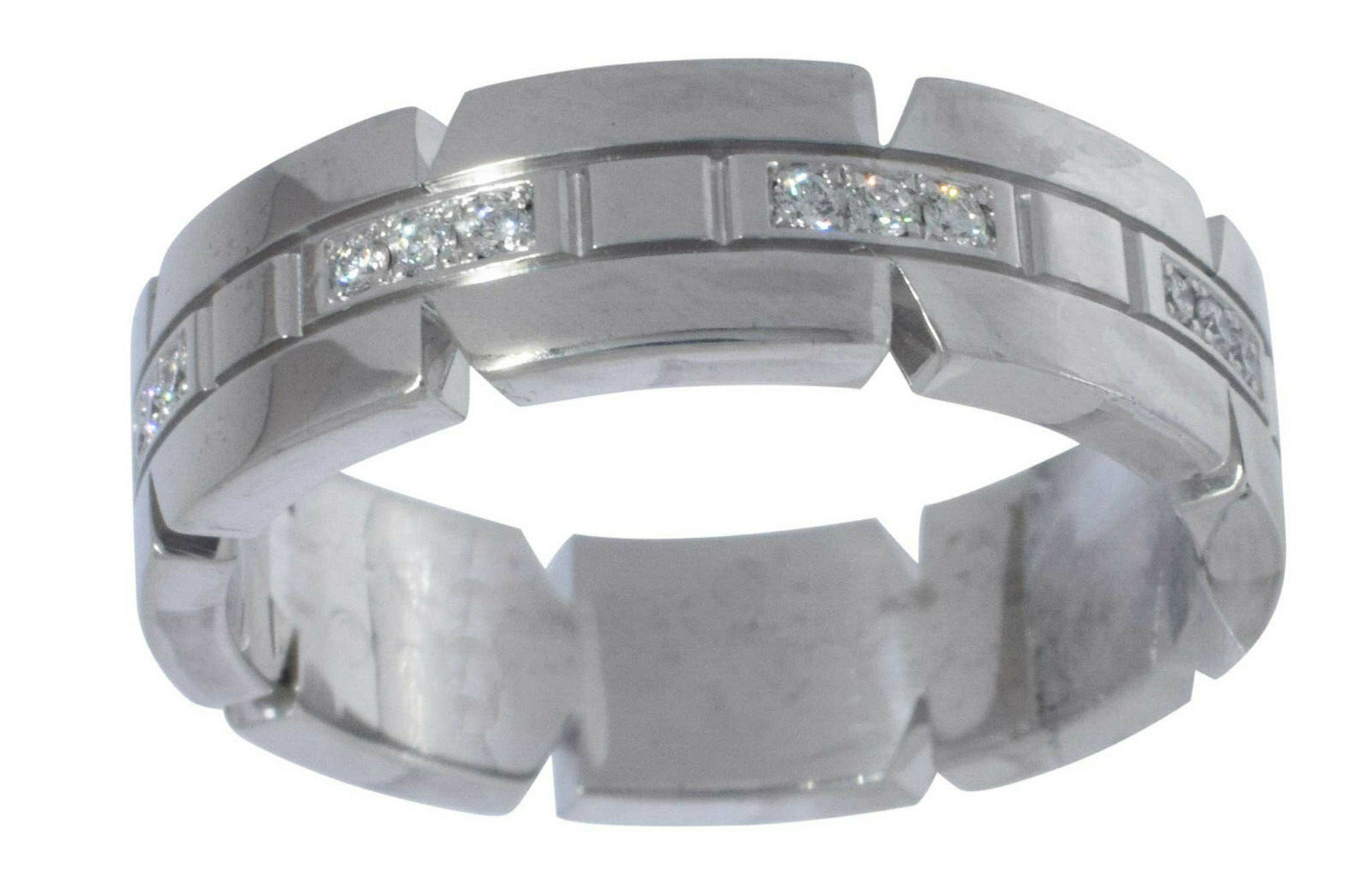 Cartier Tank Francaise Small 18k White Gold Diamond Band Ring Size 58 Cartier Tank Francaise Small 18k White Gold Diamond Band Ring Size 58