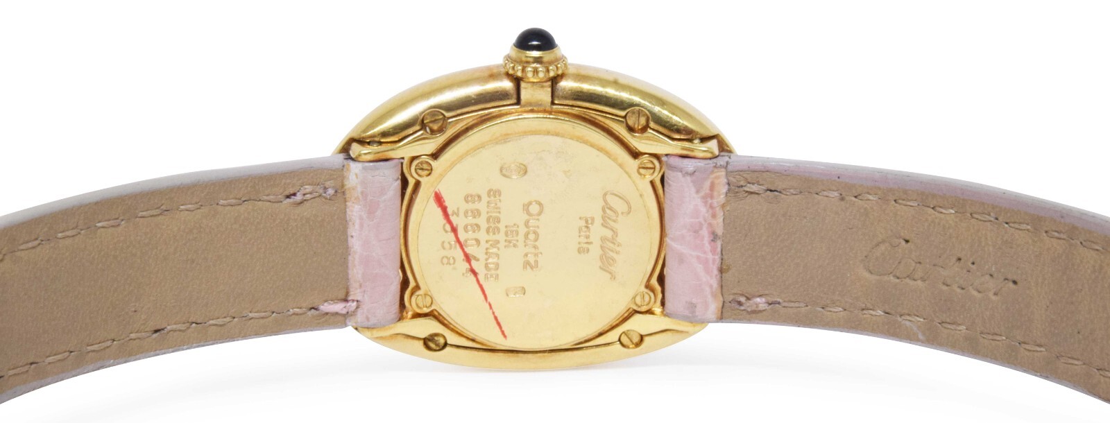 Cartier Baignoire 18k Yellow Gold & Diamond Ivory Dial Ladies Strap Watch 3358