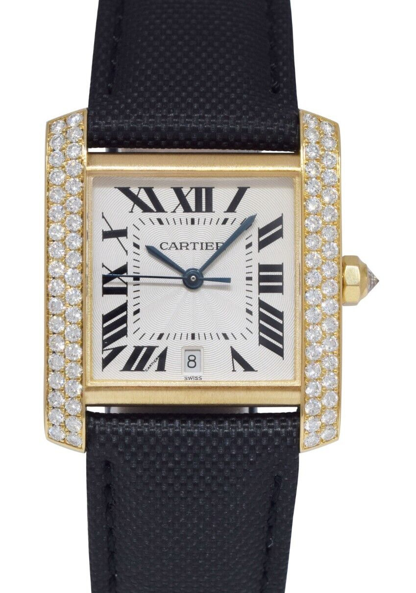 Cartier Tank Francaise Large 18k Yellow Gold Diamond Watch 1840 WE101051