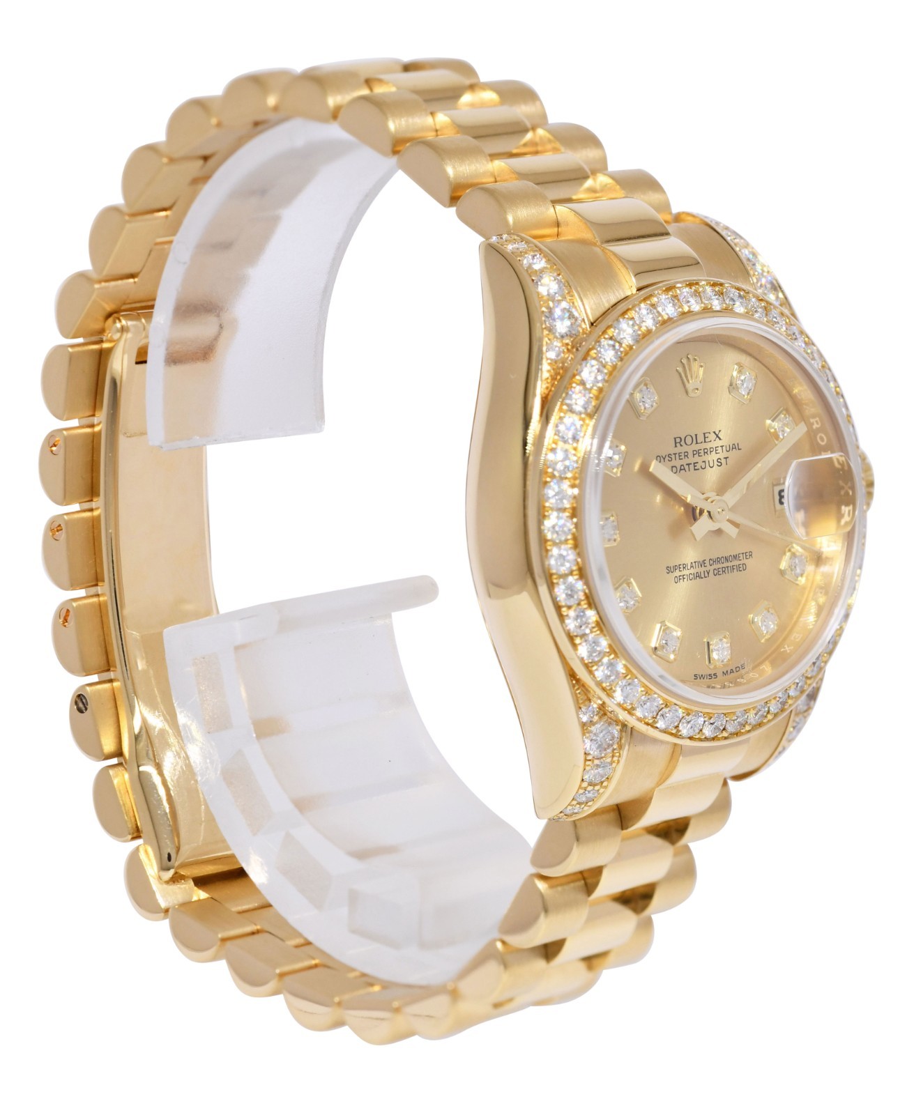 Rolex Datejust President 18k Yellow Gold Champagne Diamond 26mm Watch Z 179158