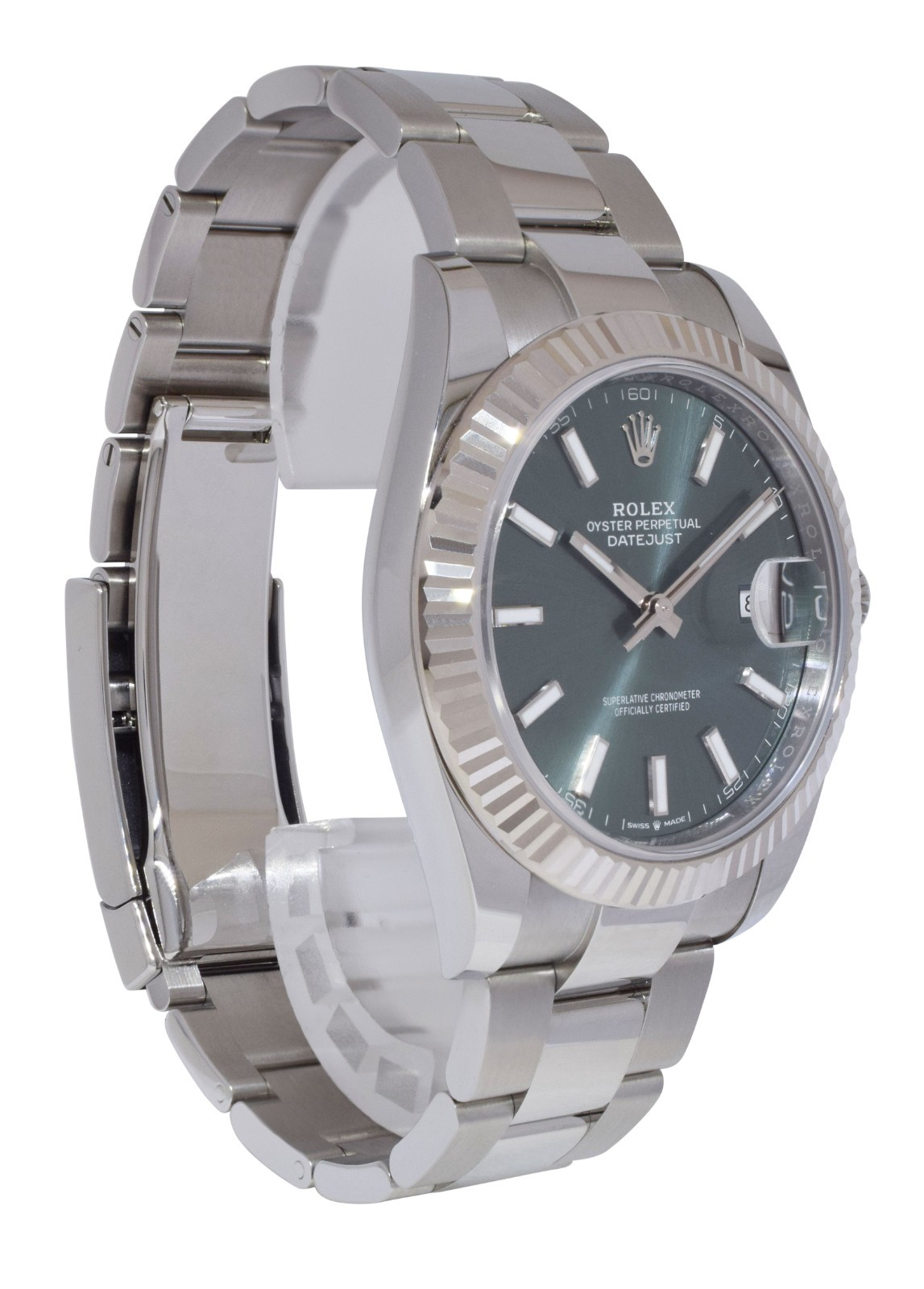NEW Rolex Datejust 41 Steel & 18k WG Bezel Mint Green Dial Watch B/P '25 126334
