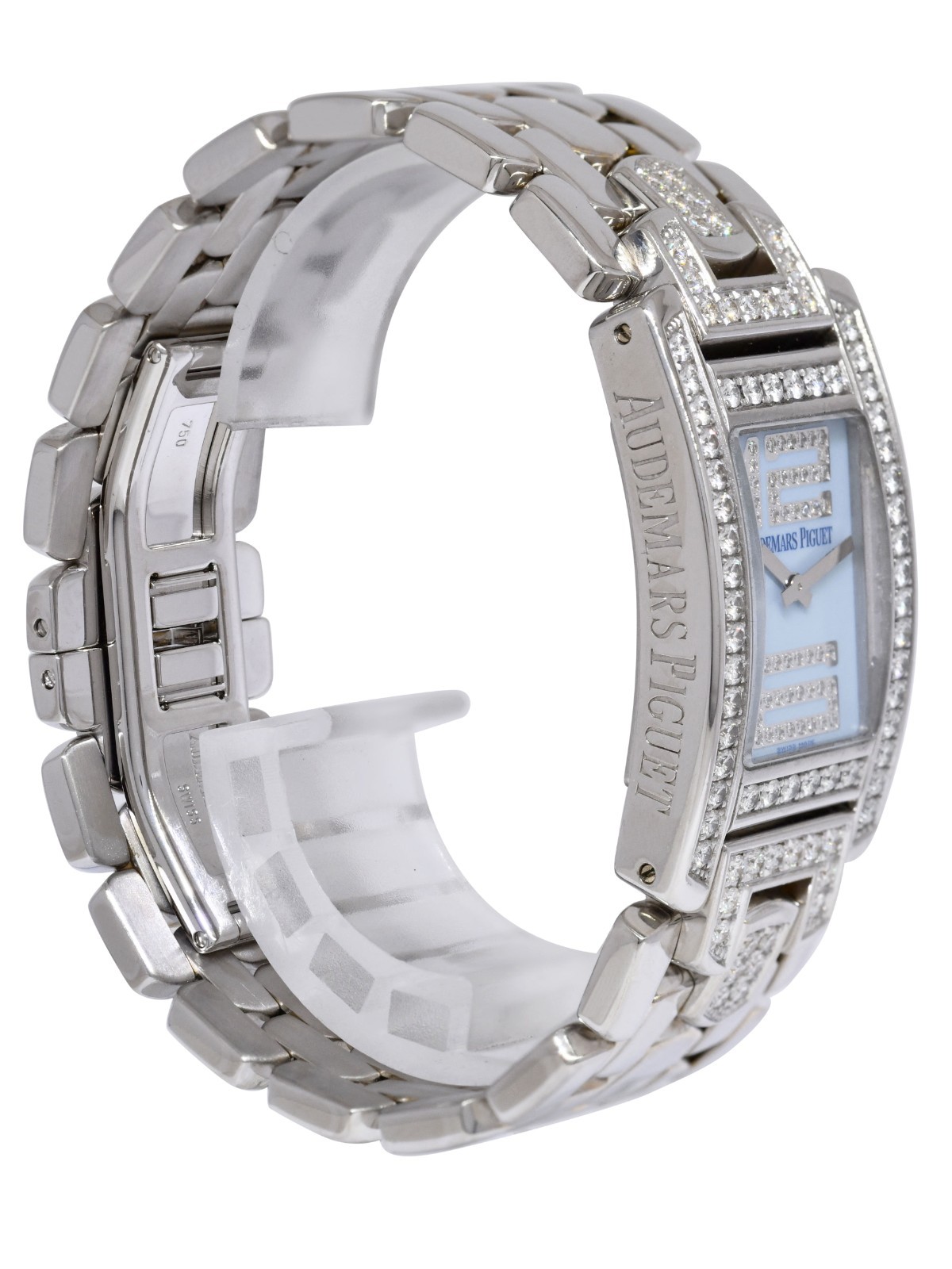 Audemars Piguet Promesse 18k White Gold Blue Diamond Ladies Watch B/P 67346BC