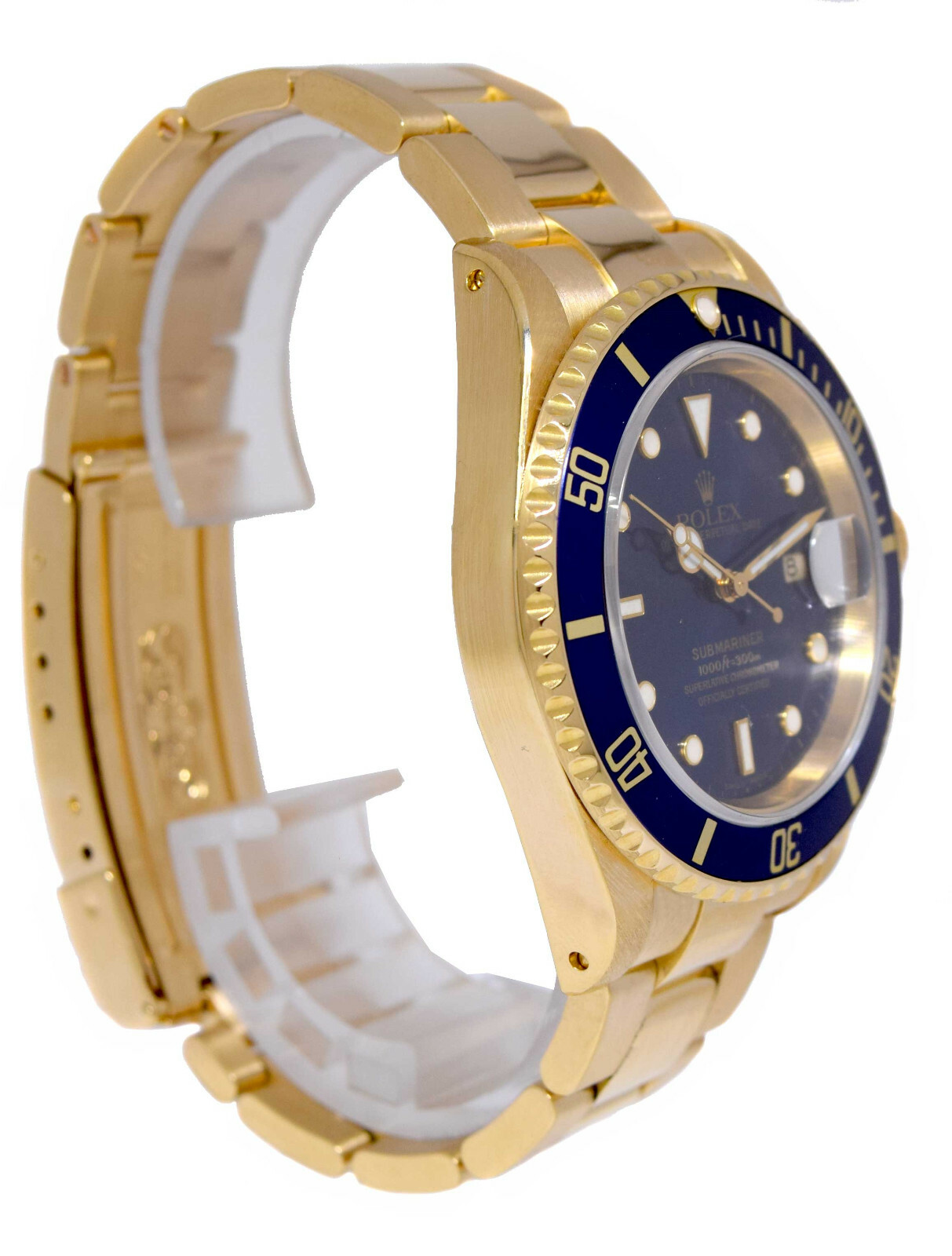 Rolex Submariner 18k Yellow Gold Blue Dial/Bezel Mens 40mm Watch P 16618
