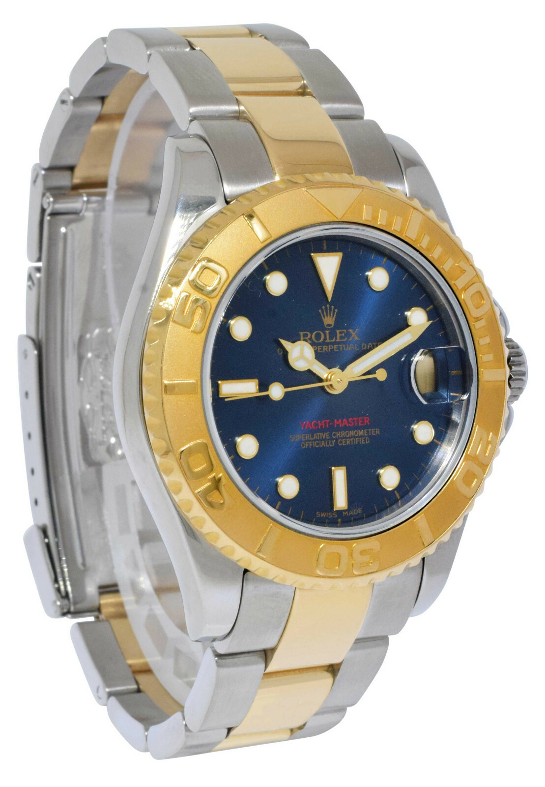 Rolex Yacht-Master 18k Yellow Gold/Steel Blue Dial Ladies 35mm Watch K 168623