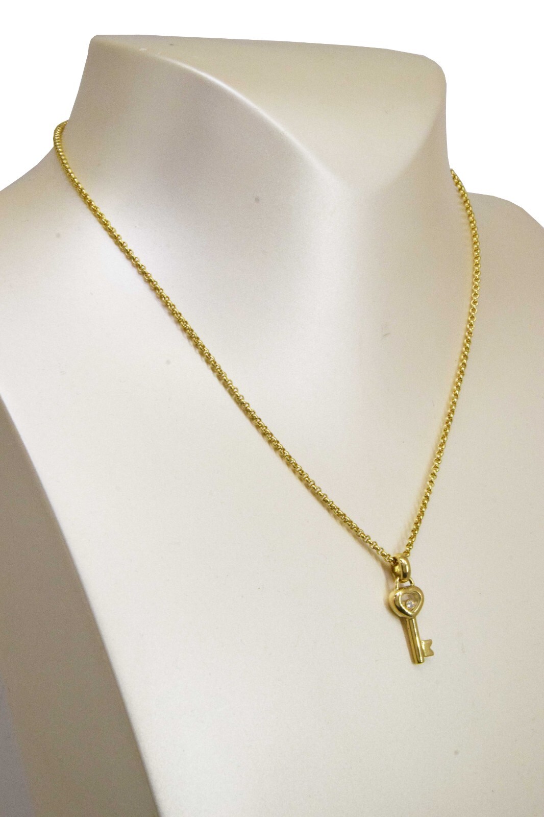 Chopard Happy Diamond Key Pendant 18k Yellow Gold 2mm Chain Necklace 16''
