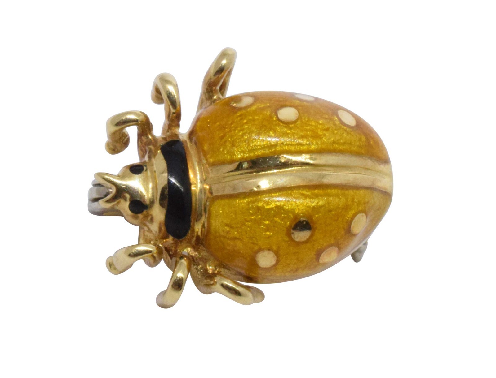 Ladybug 18k Yellow Gold & Enamel Pin Set of 3 Vibrant Blue/Green/Yellow
