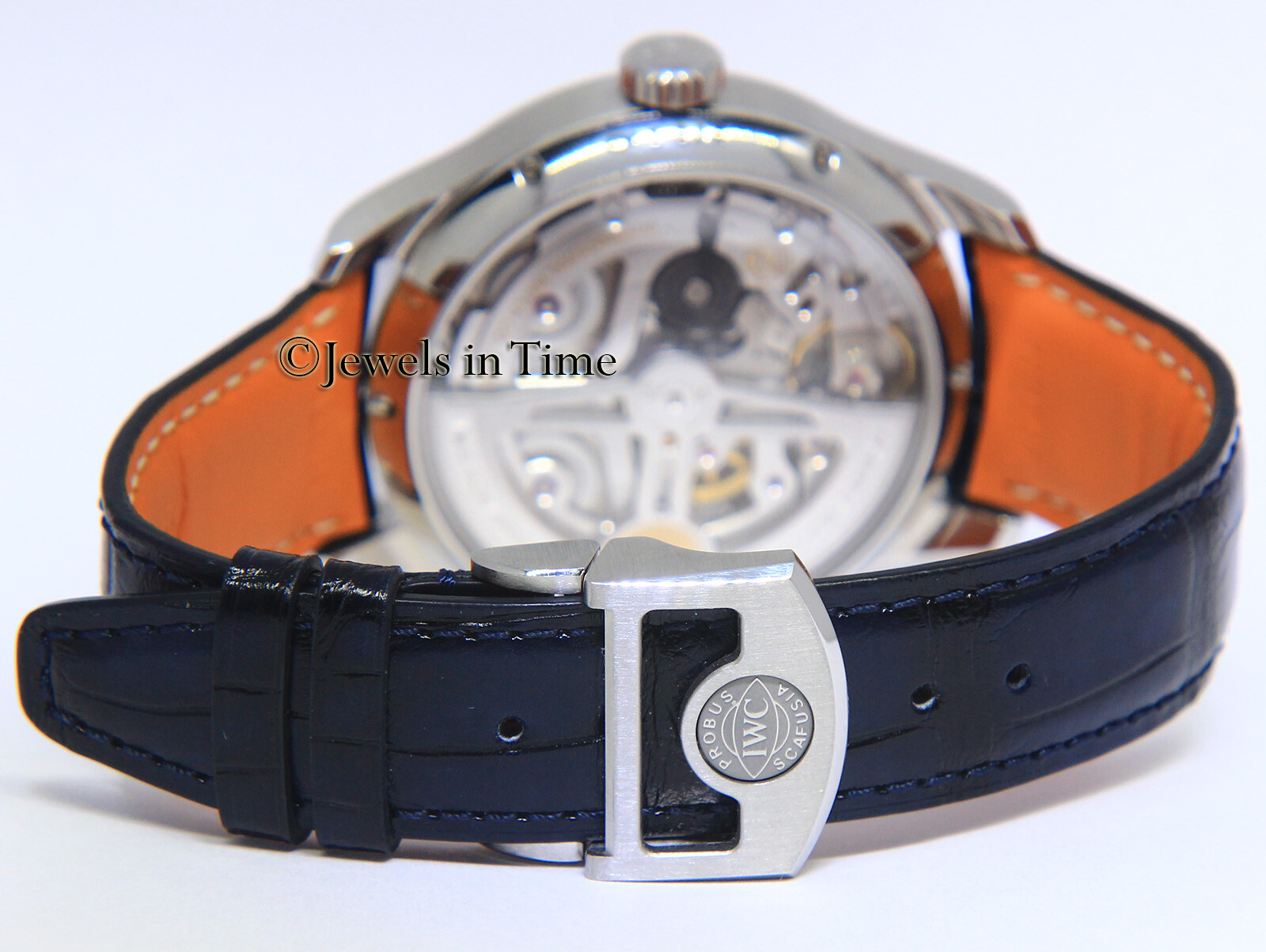 IWC Portugieser Annual Calendar 5035 Steel 7 Days Blue Mens 44mm Watch IW503502