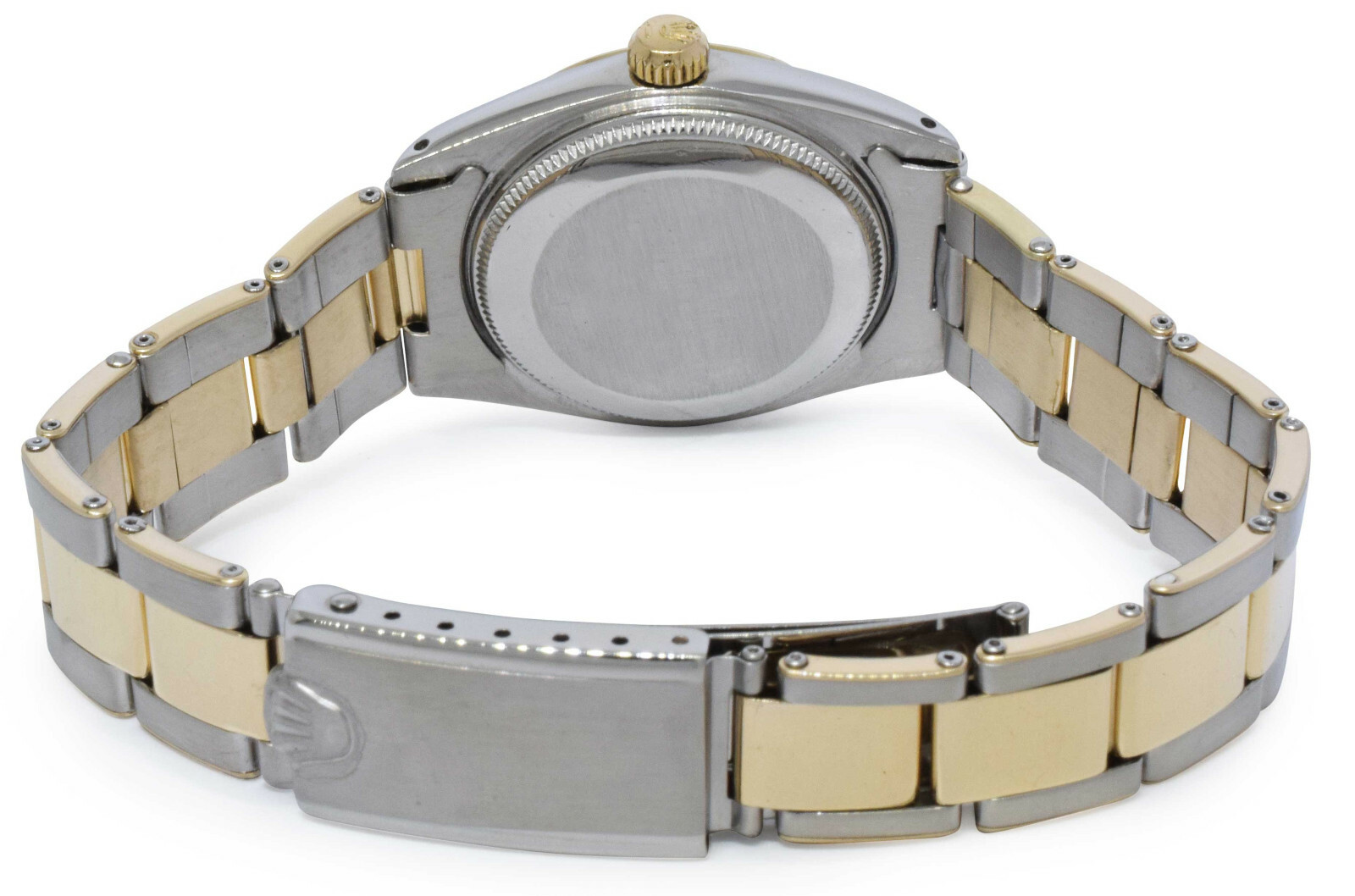 Rolex Datejust 14k Yellow Gold/Steel Champagne Dial Rivet Ladies 31mm Watch 6827