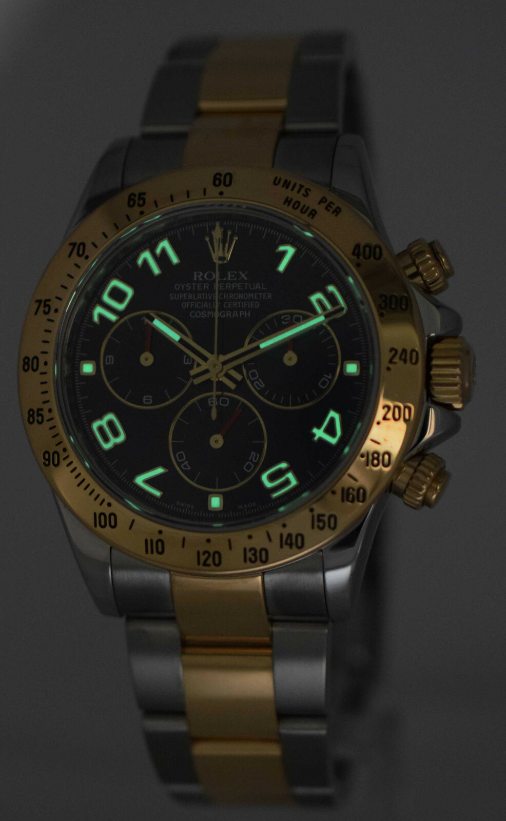 Rolex Daytona Chronograph 18k Yellow Gold/Steel Blue Dial Mens 40mm Watch 116523